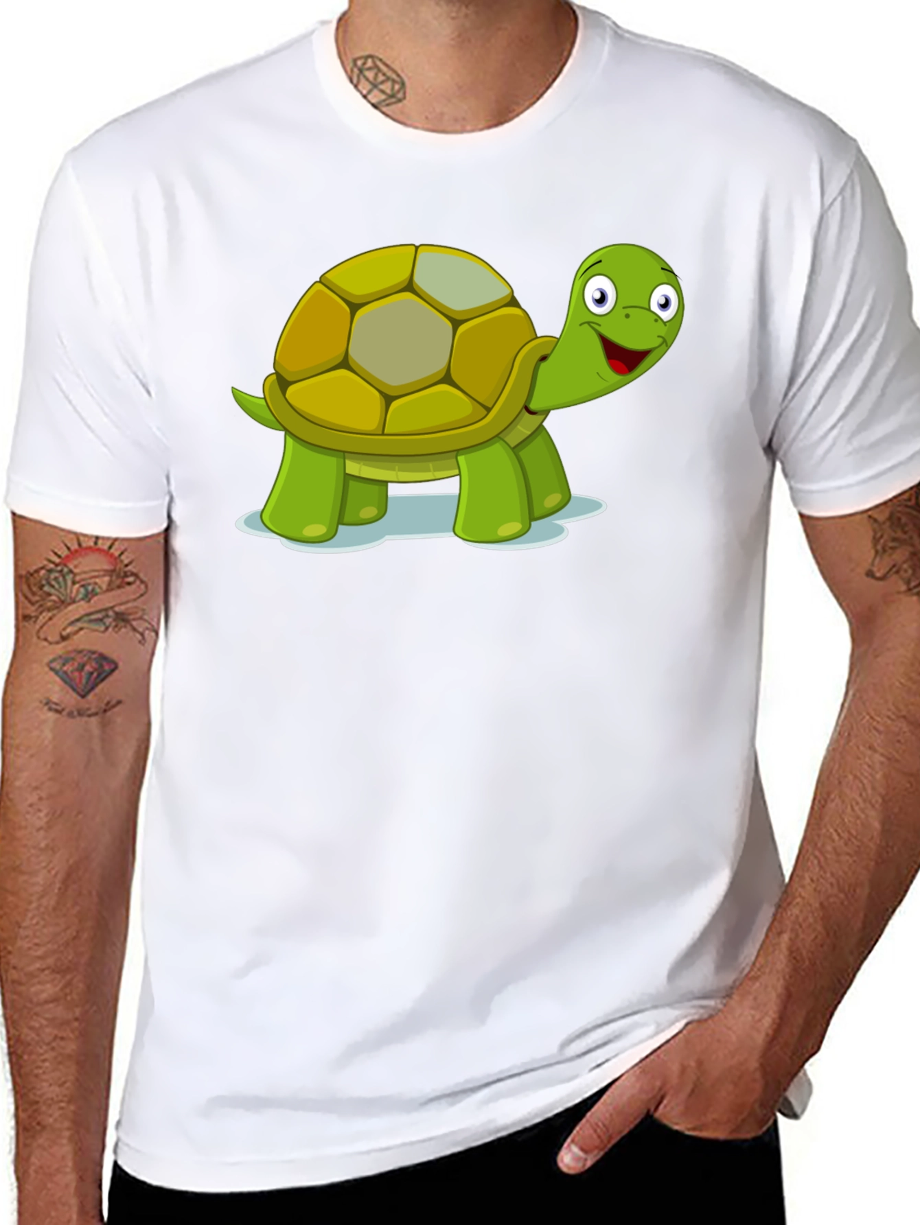 Cute Turtle Graphic Tee - Black