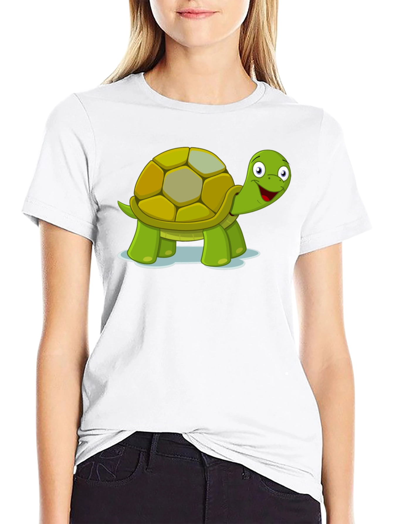 Cute Turtle Graphic Tee - Black