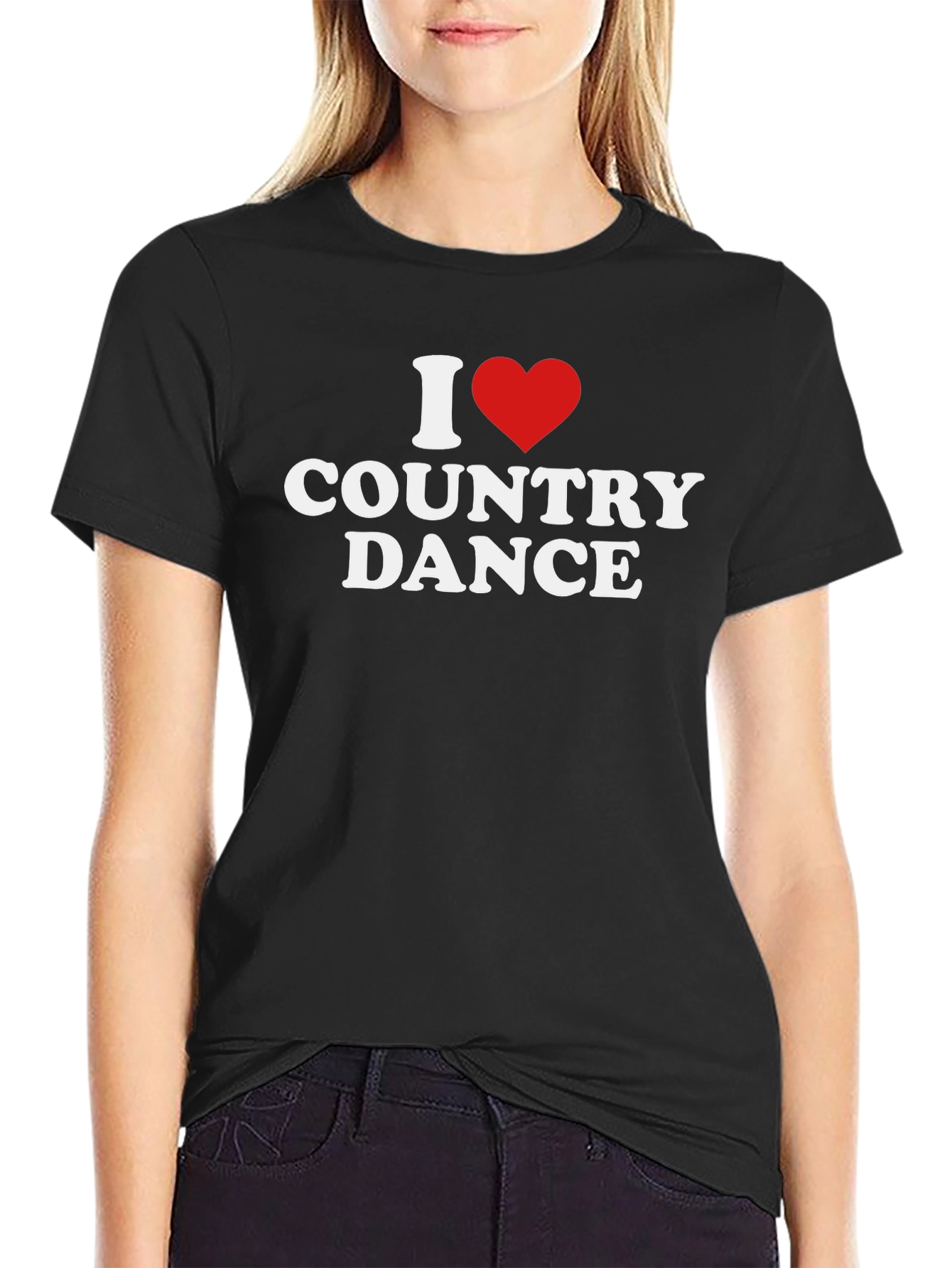 I Heart Country Dance Black Graphic Tee