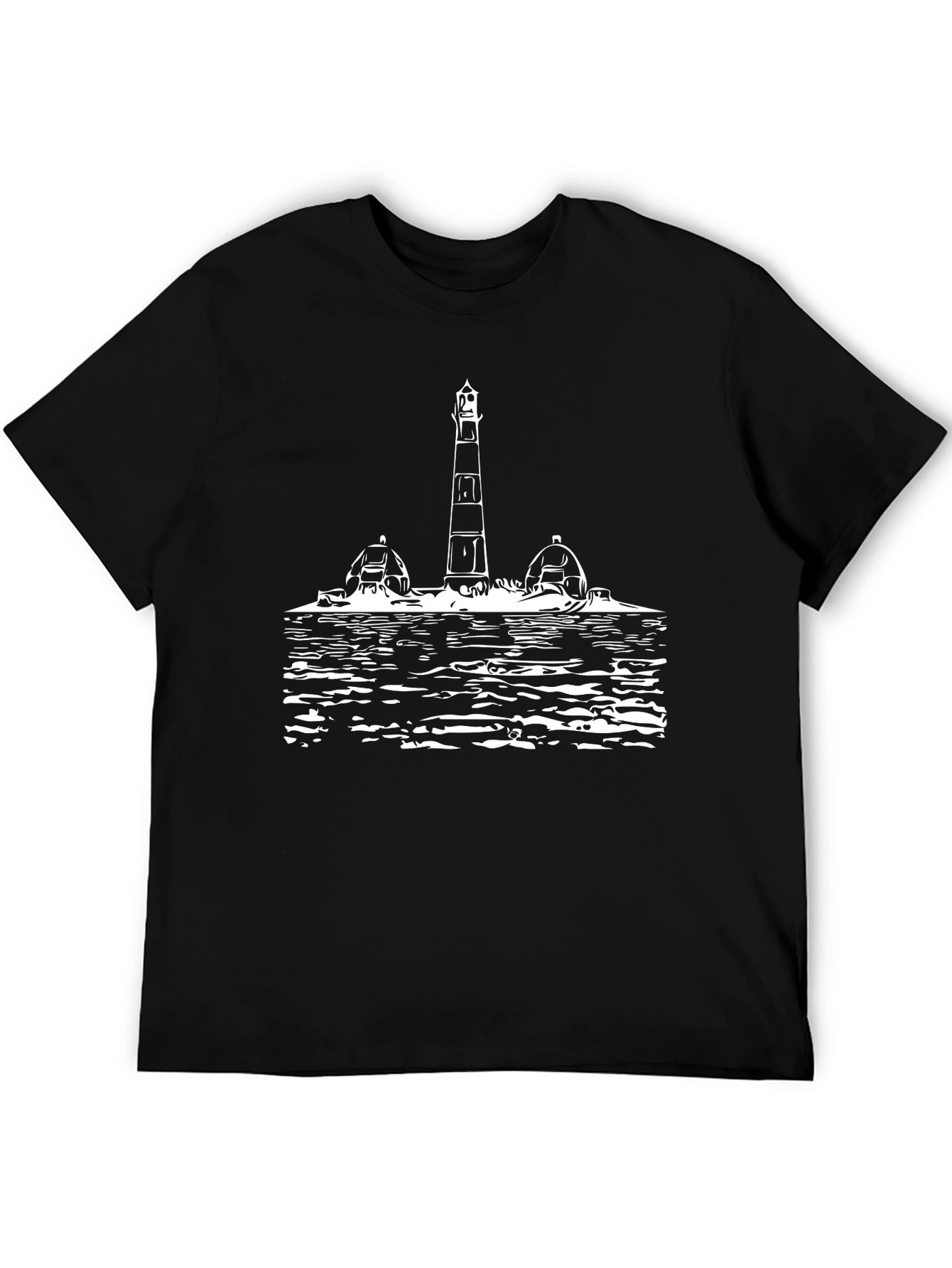 Lighthouse Graphic Tee - Black Cotton T-Shirt