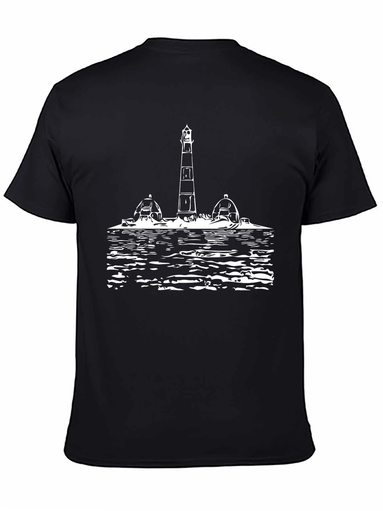 Lighthouse Graphic Tee - Black Cotton T-Shirt
