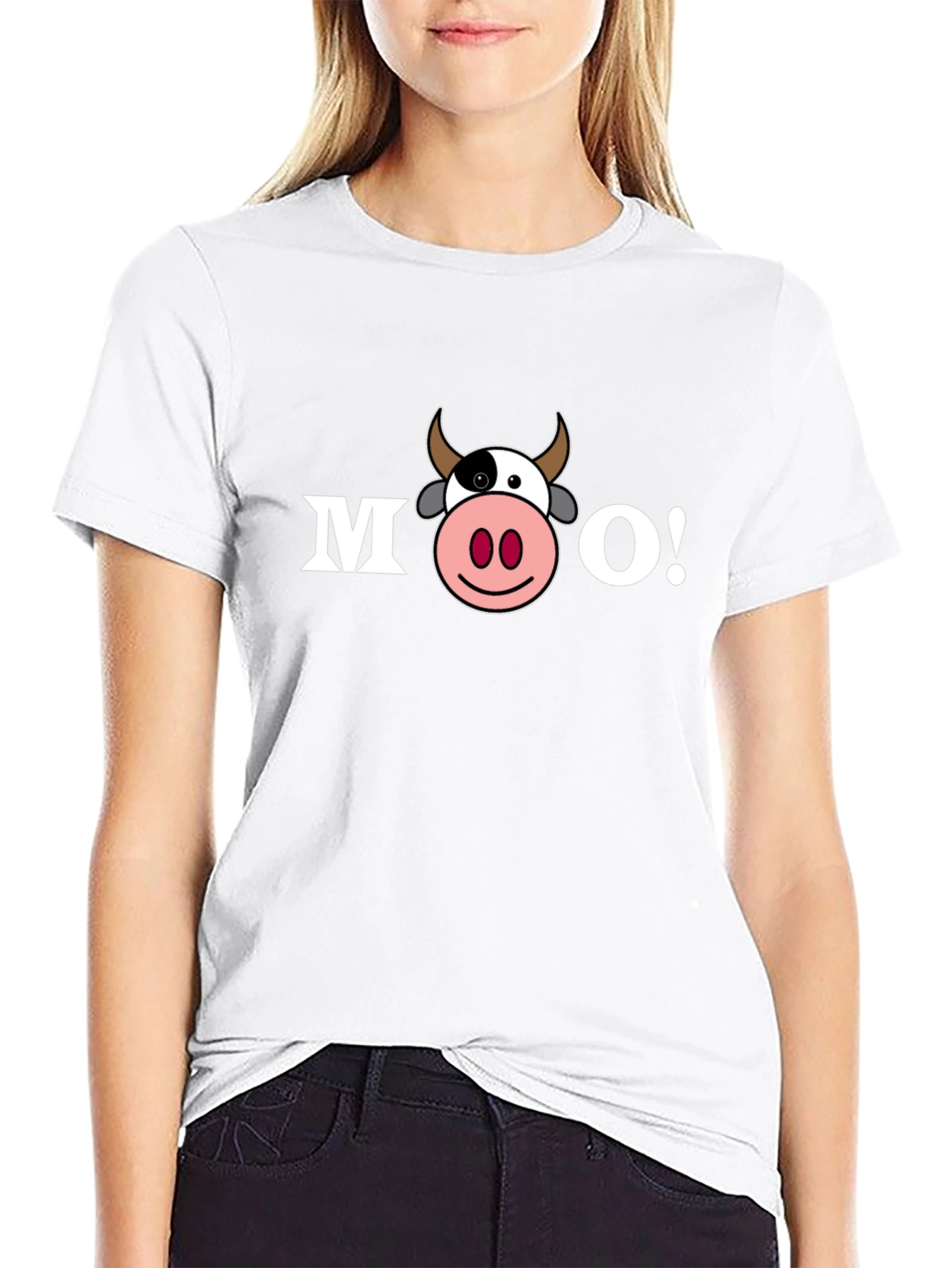 Funny Cartoon Cow MOO! T-Shirt - Black