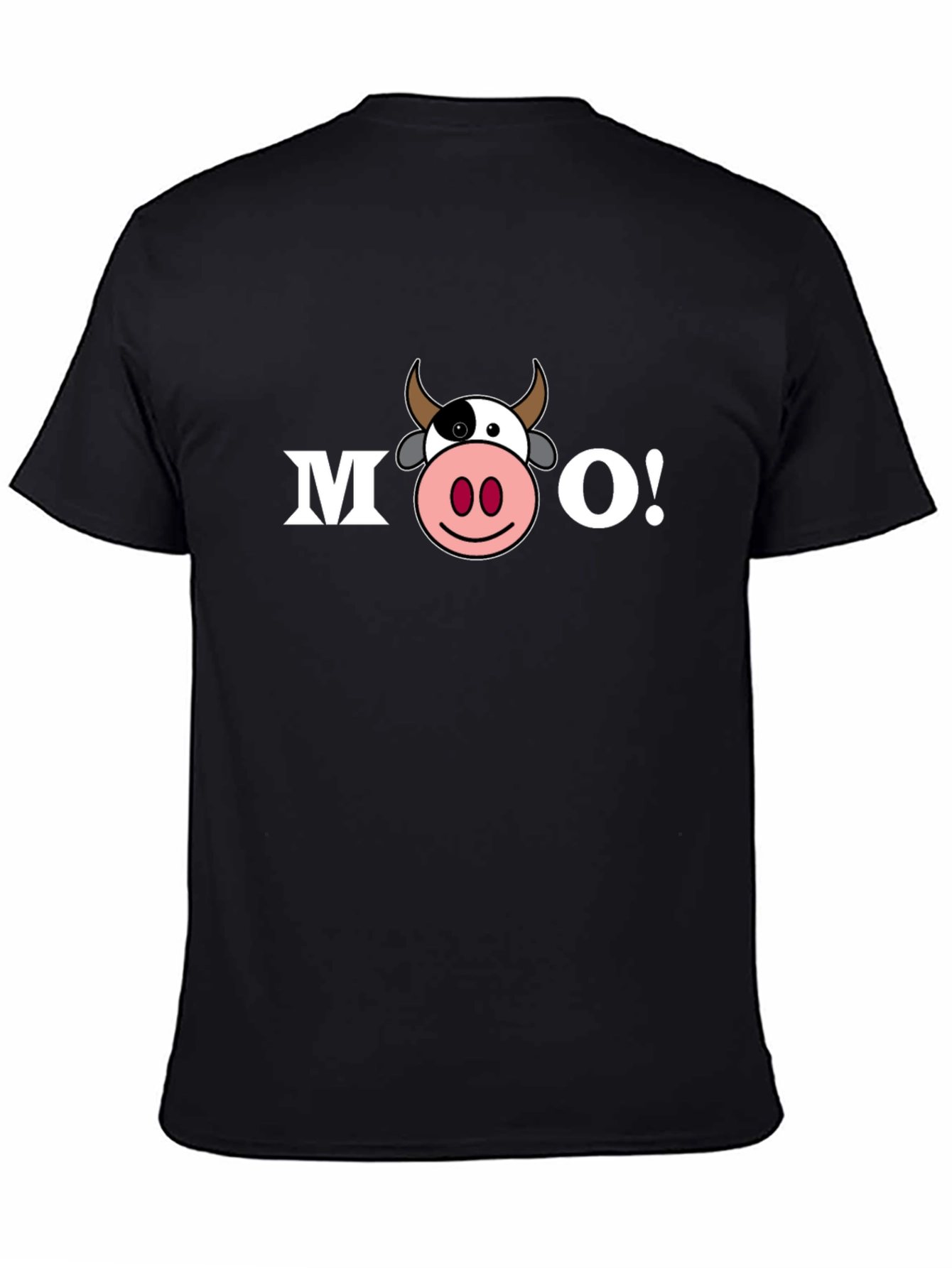 Funny Cartoon Cow MOO! T-Shirt - Black