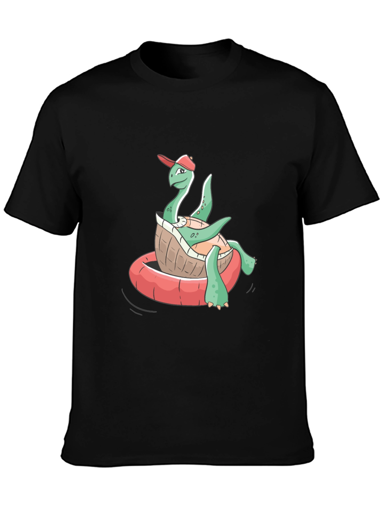 Turtle in Tube Graphic Tee - Black Cotton T-Shirt
