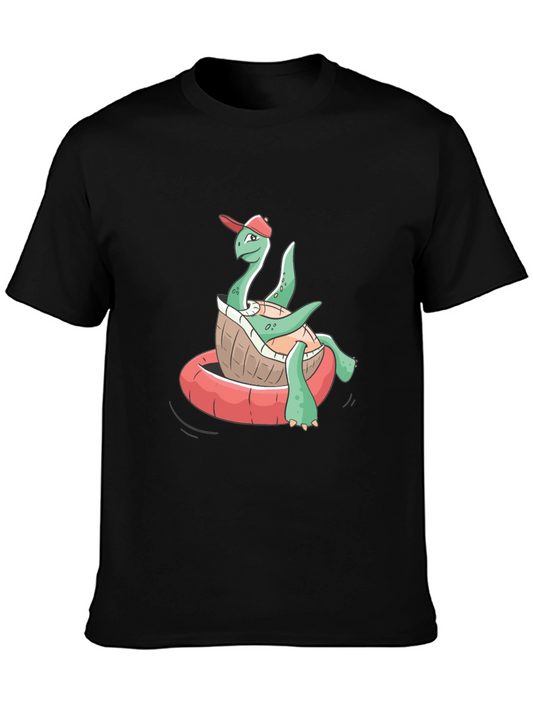 Turtle in Tube Graphic Tee - Black Cotton T-Shirt