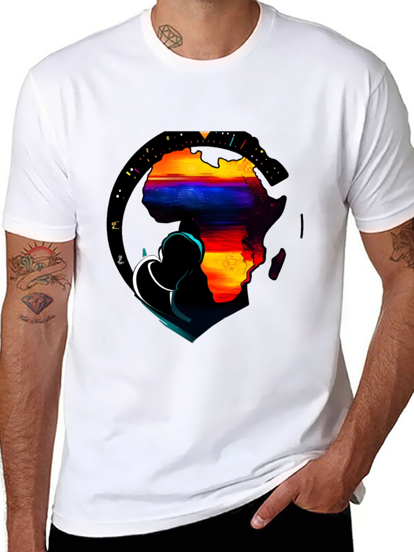 Africa Continent Graphic Print Black T-Shirt