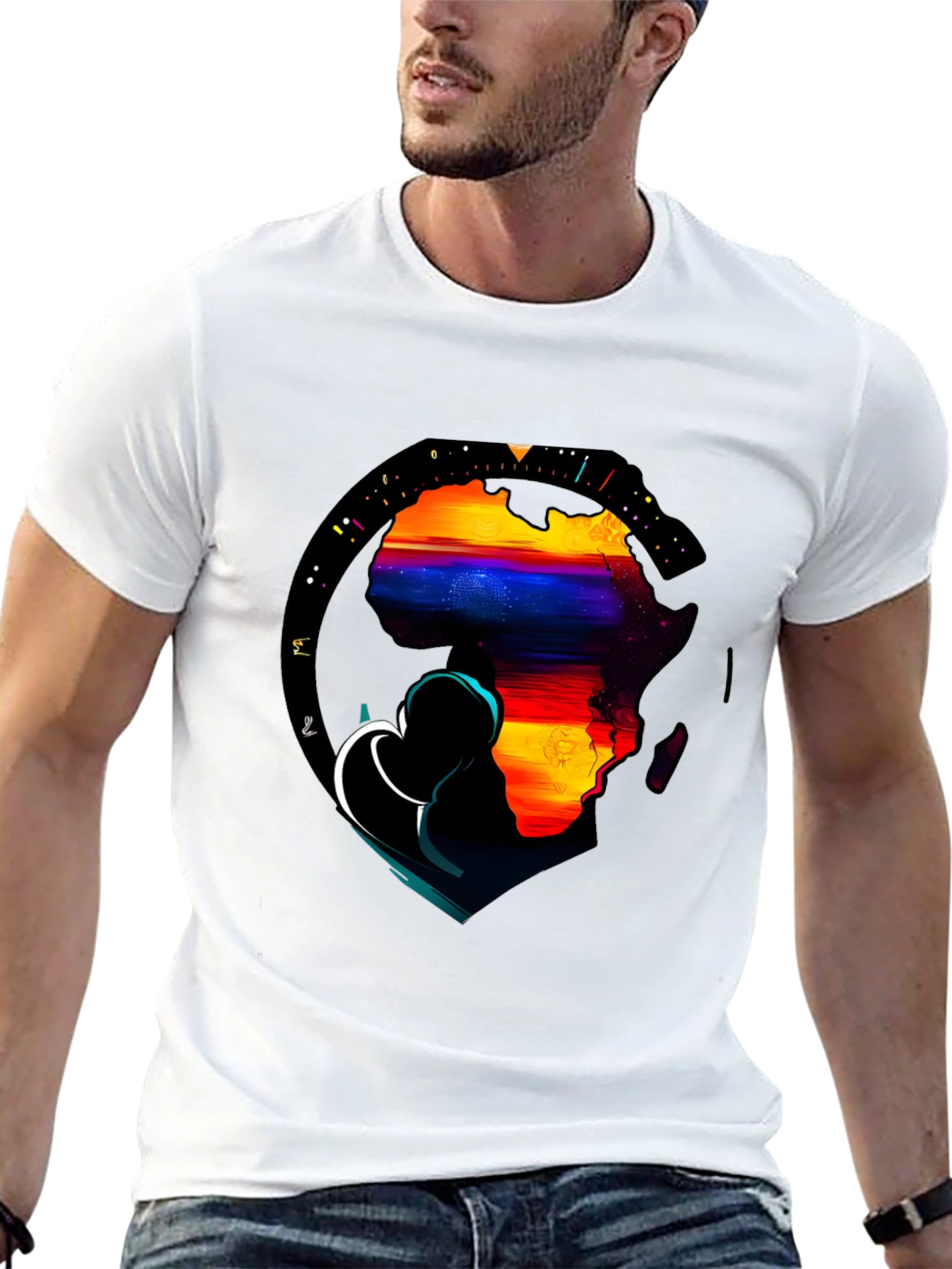 Africa Continent Graphic Print Black T-Shirt