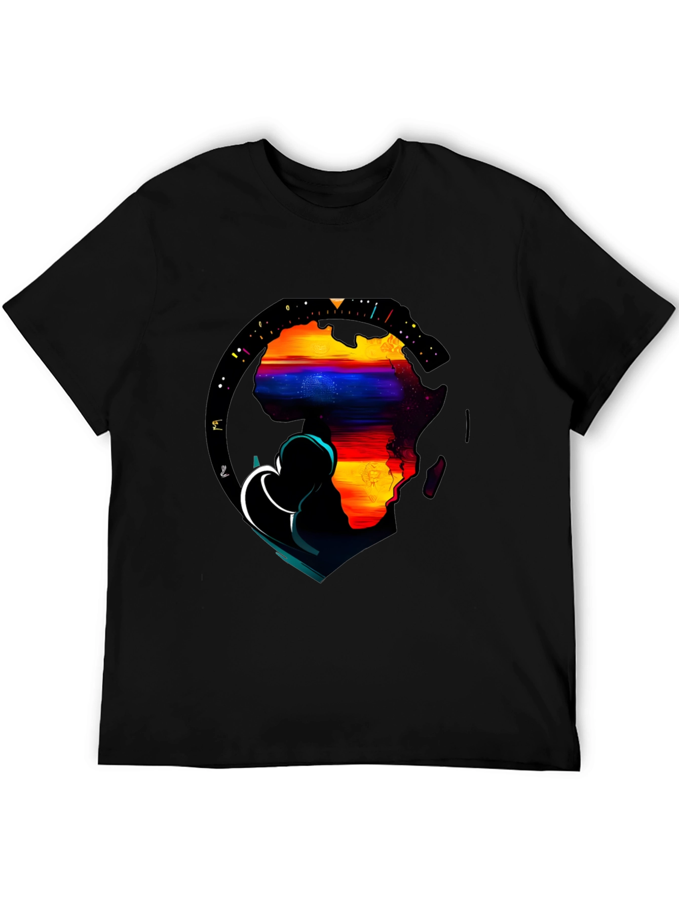 Africa Continent Graphic Print Black T-Shirt