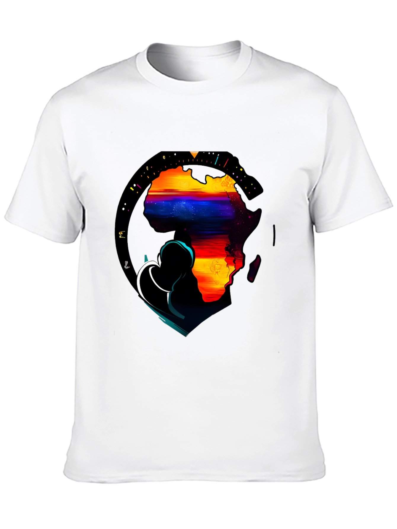 Africa Continent Graphic Print Black T-Shirt