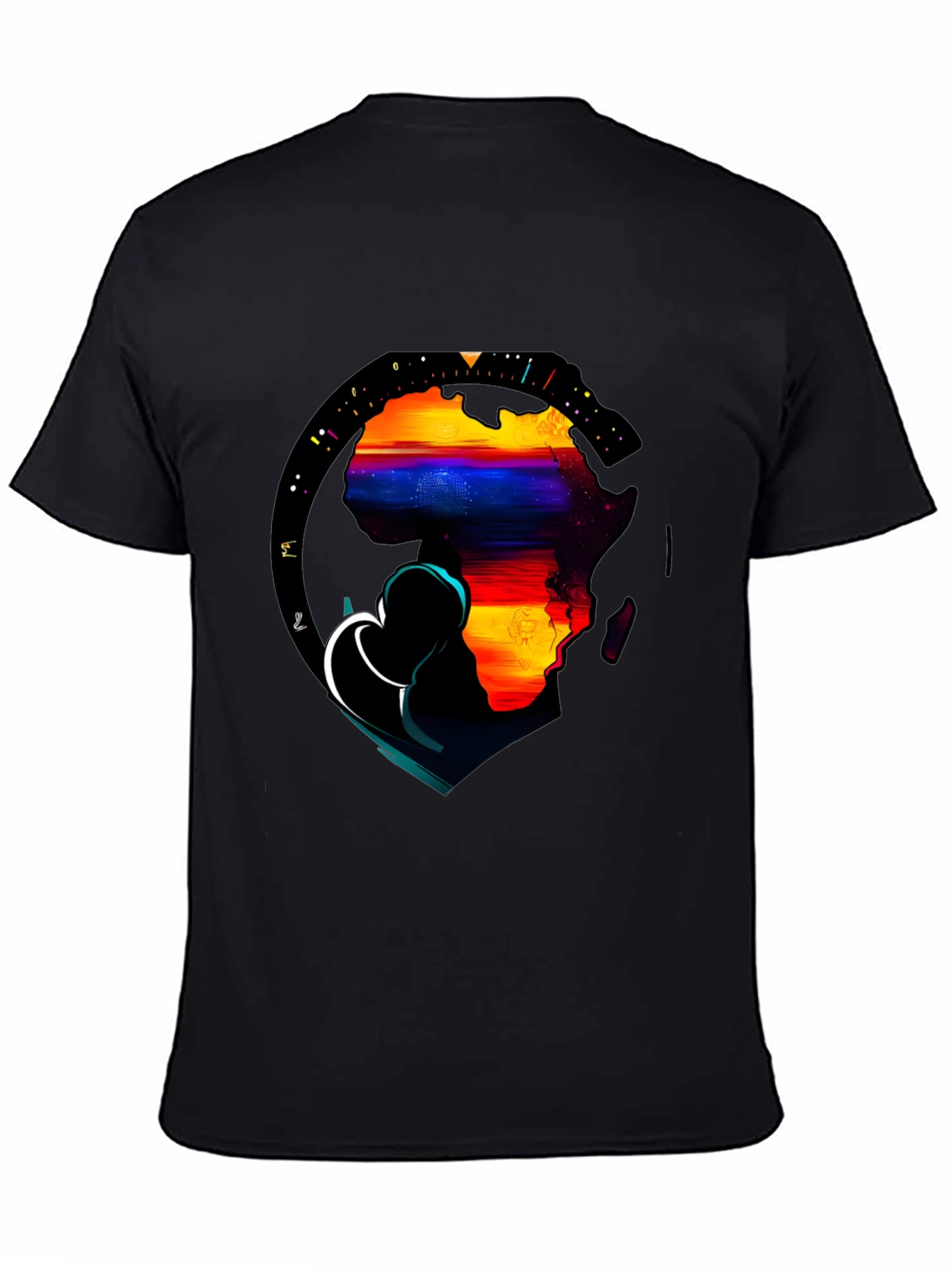 Africa Continent Graphic Print Black T-Shirt