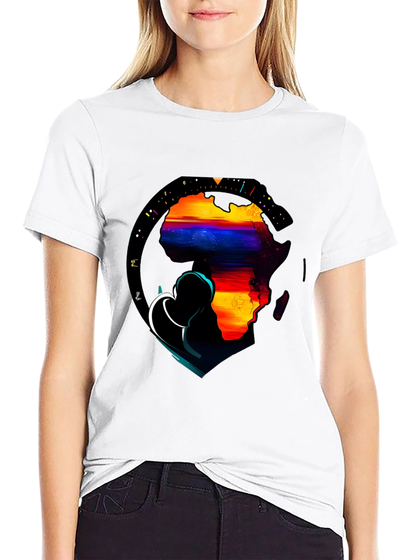 Africa Continent Graphic Print Black T-Shirt