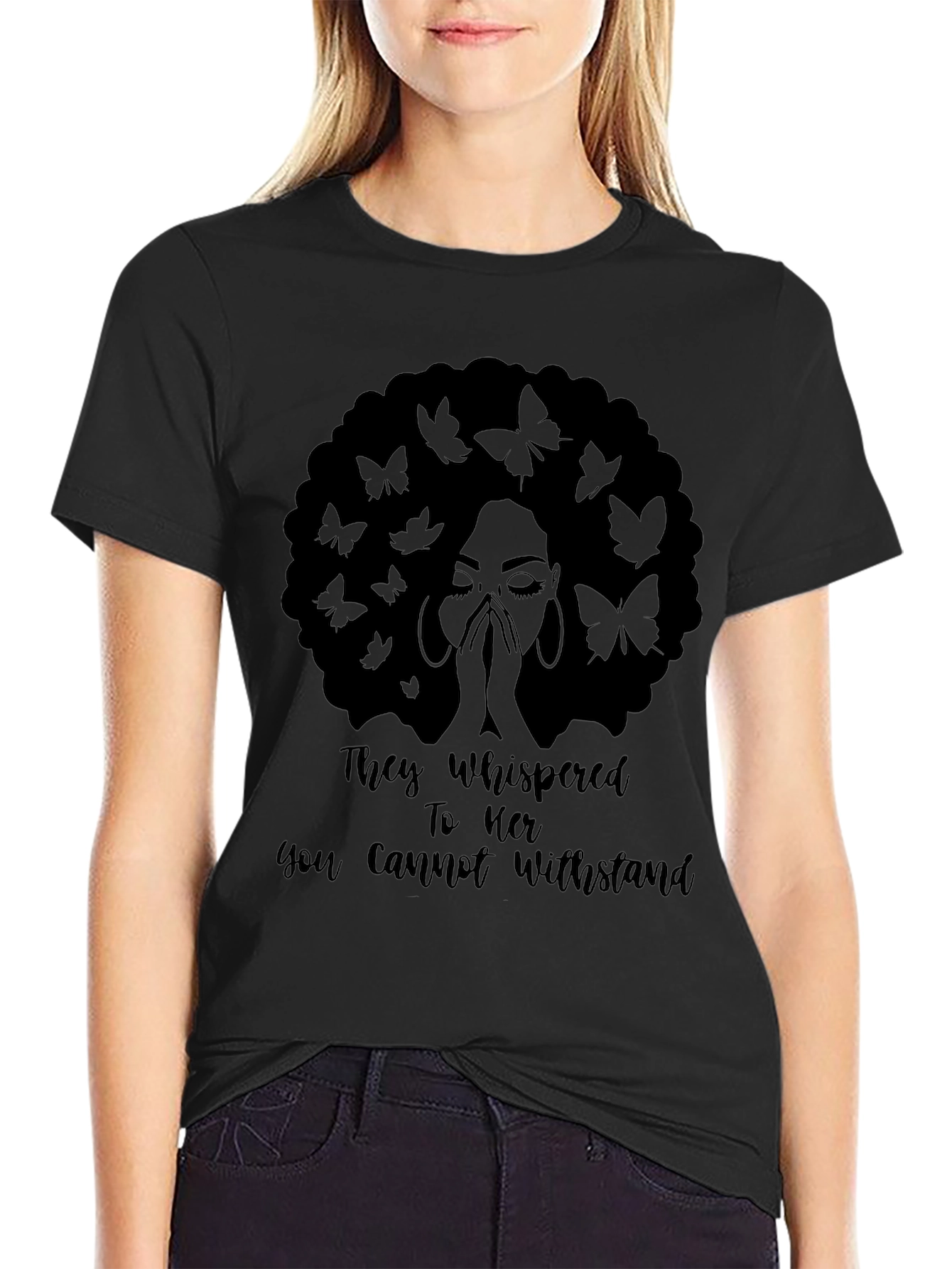 Empowered Woman Graphic Tee - Butterfly Afro Design
