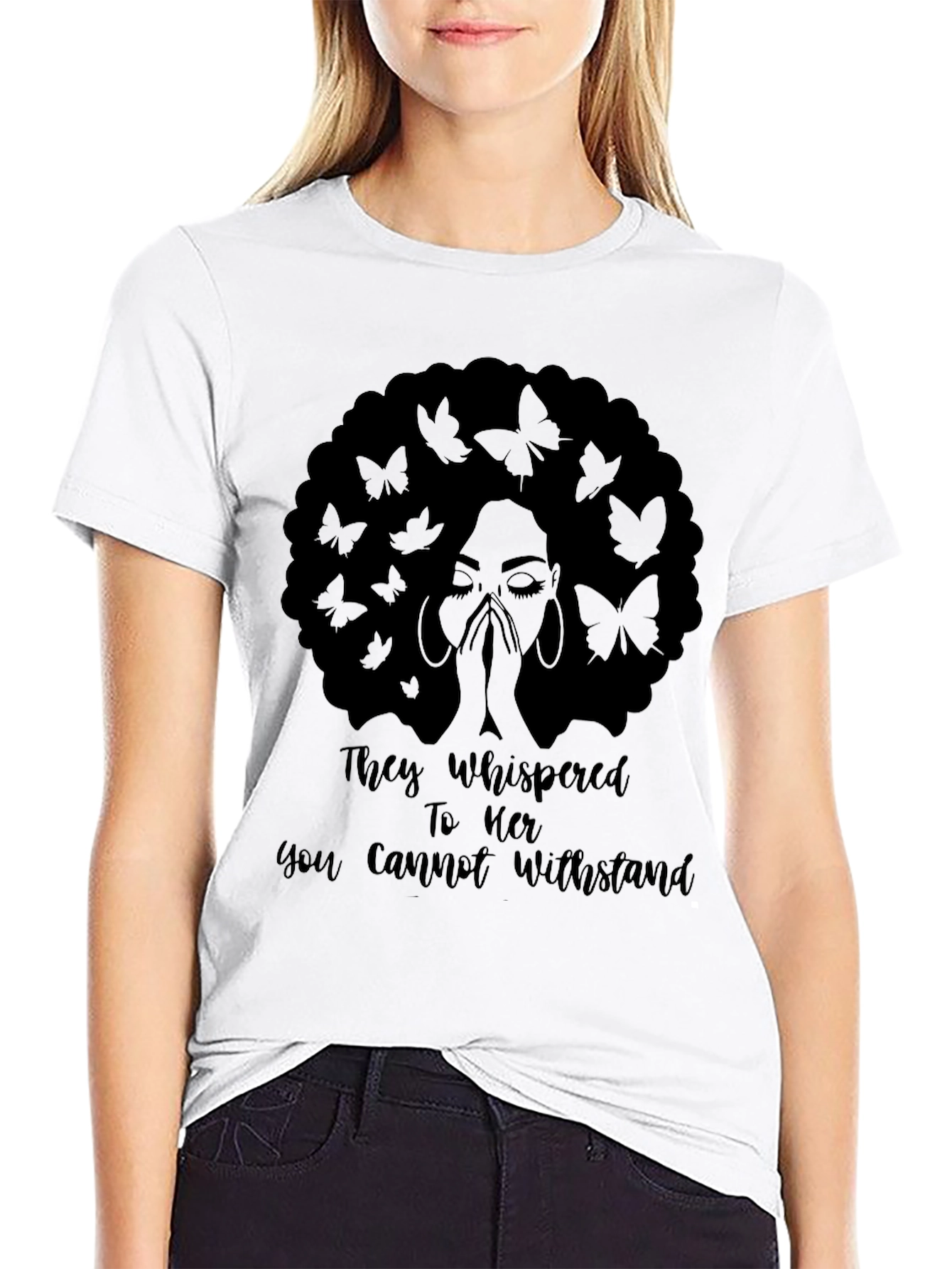 Empowered Woman Graphic Tee - Butterfly Afro Design