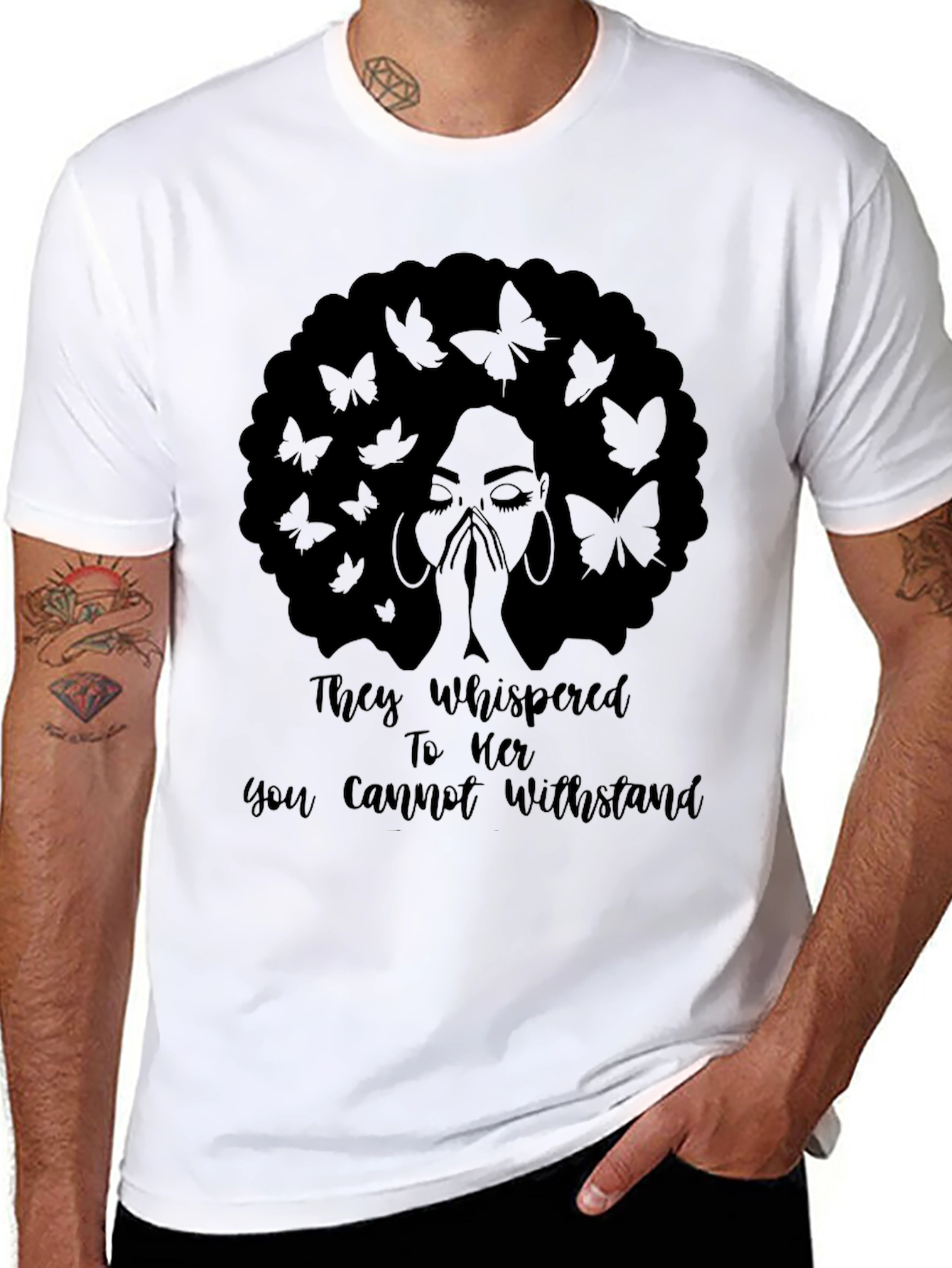Empowered Woman Graphic Tee - Butterfly Afro Design