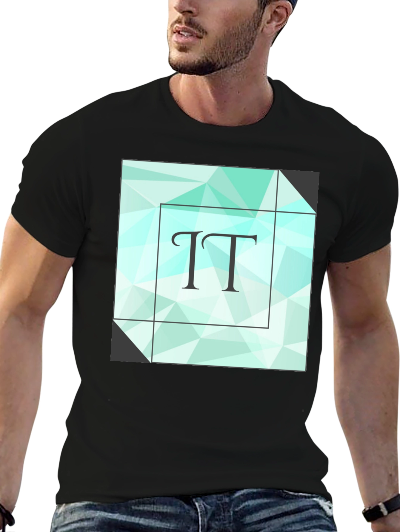 Geometric TT Print Black T-Shirt