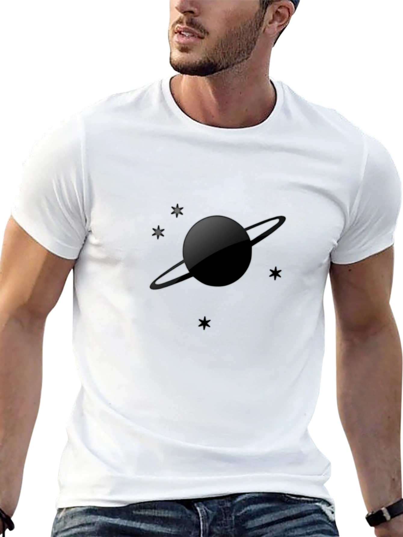 Saturn Graphic Black T-Shirt - Space Tee