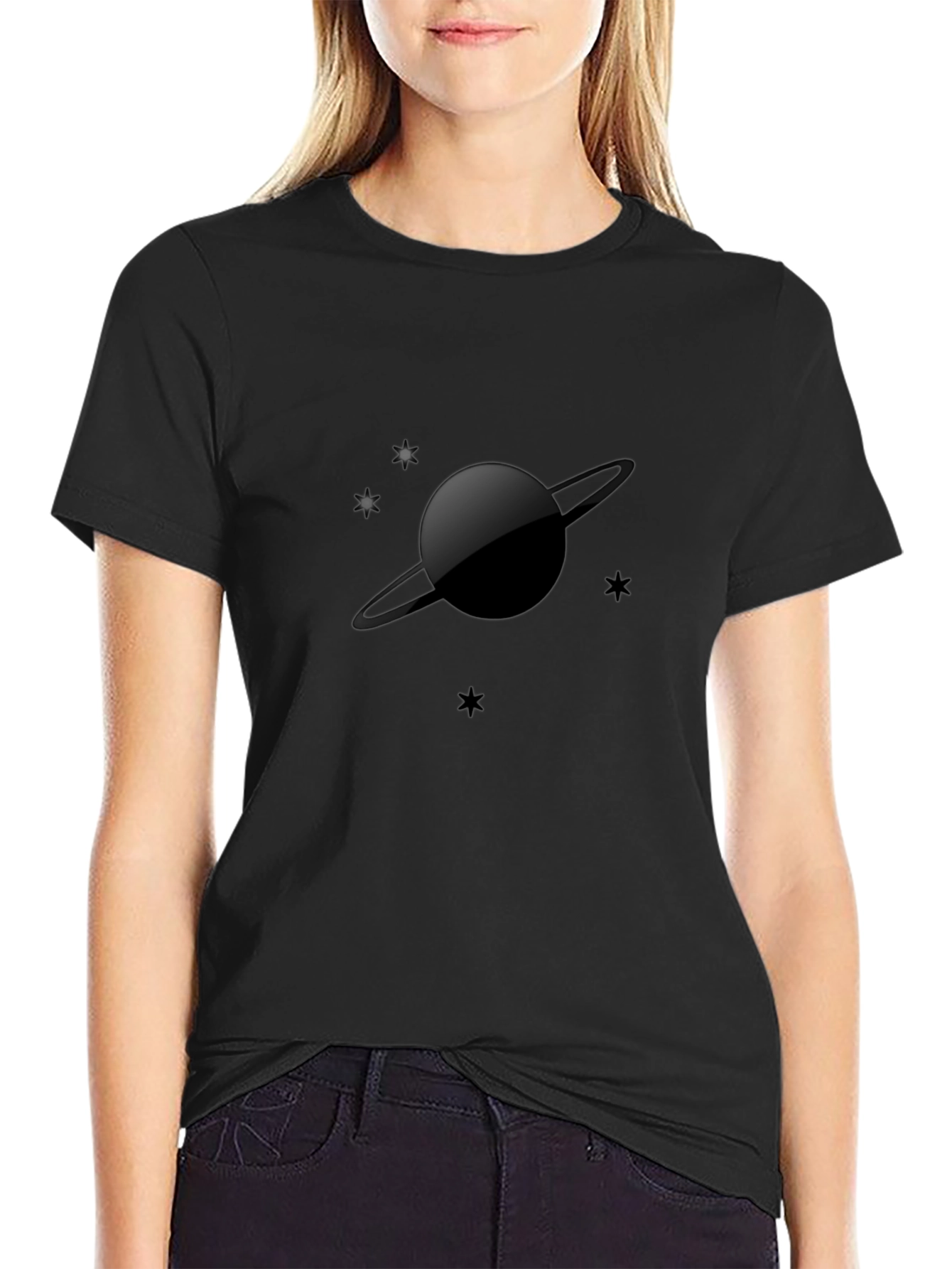 Saturn Graphic Black T-Shirt - Space Tee