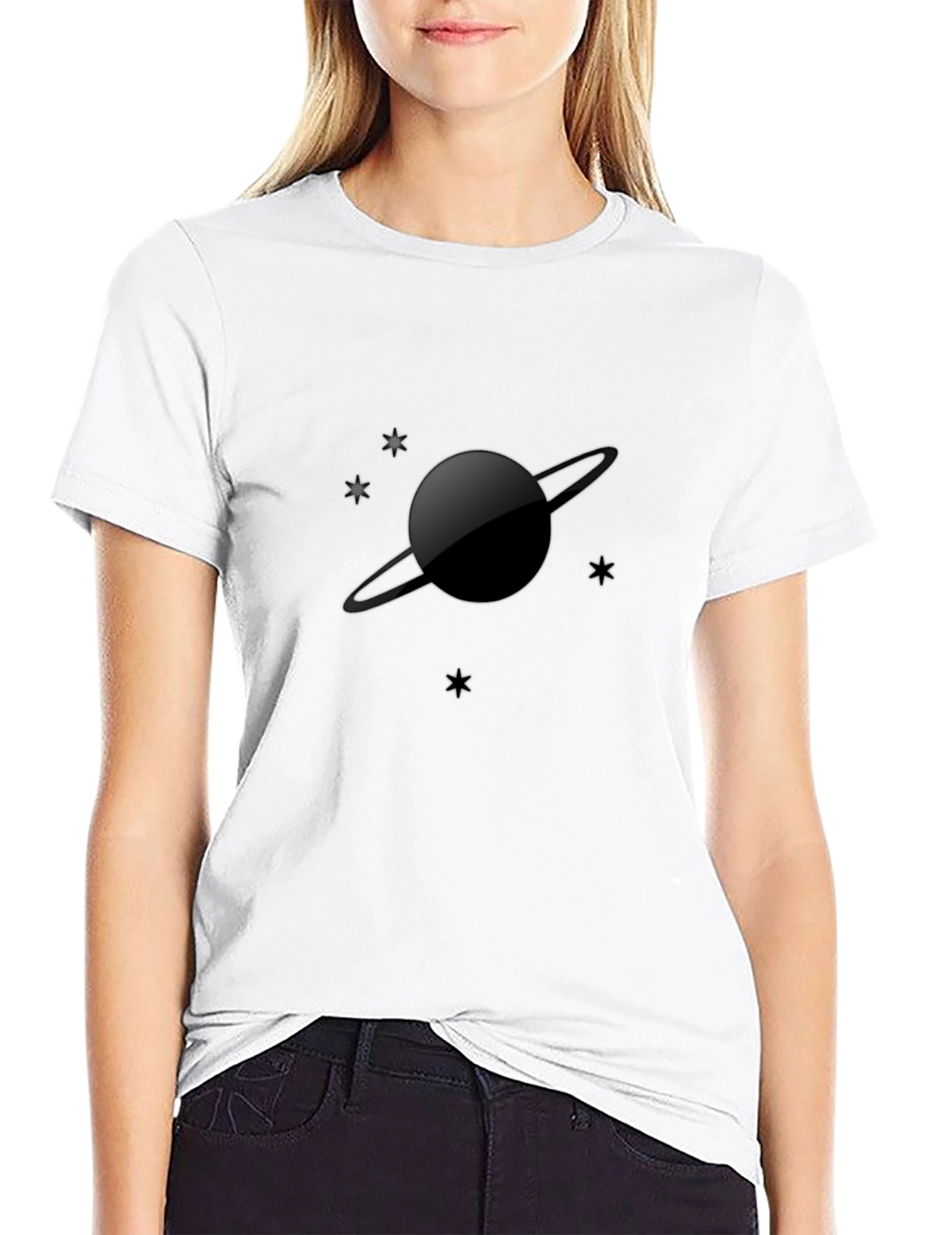 Saturn Graphic Black T-Shirt - Space Tee