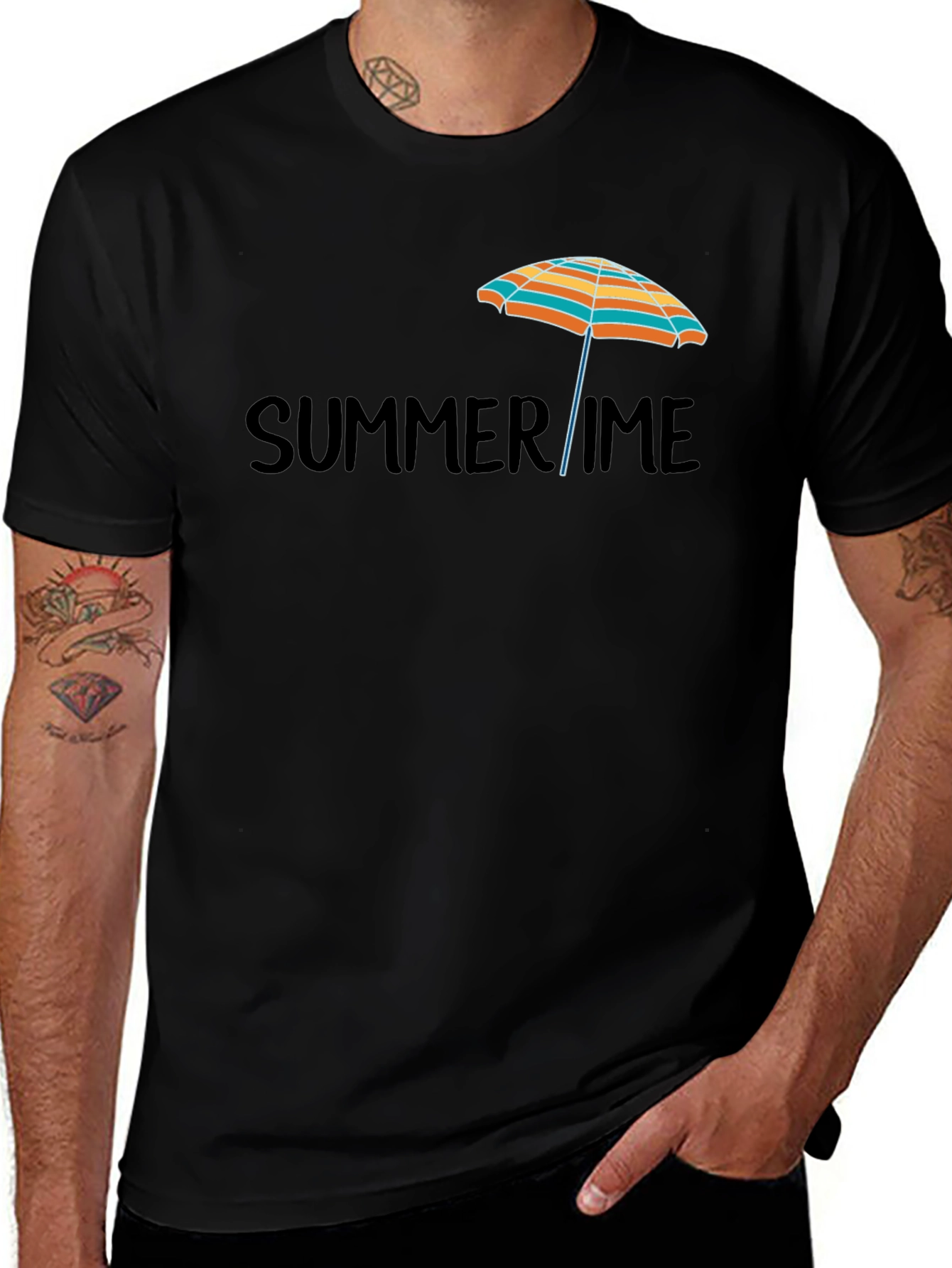 Summertime Beach Umbrella Graphic T-Shirt