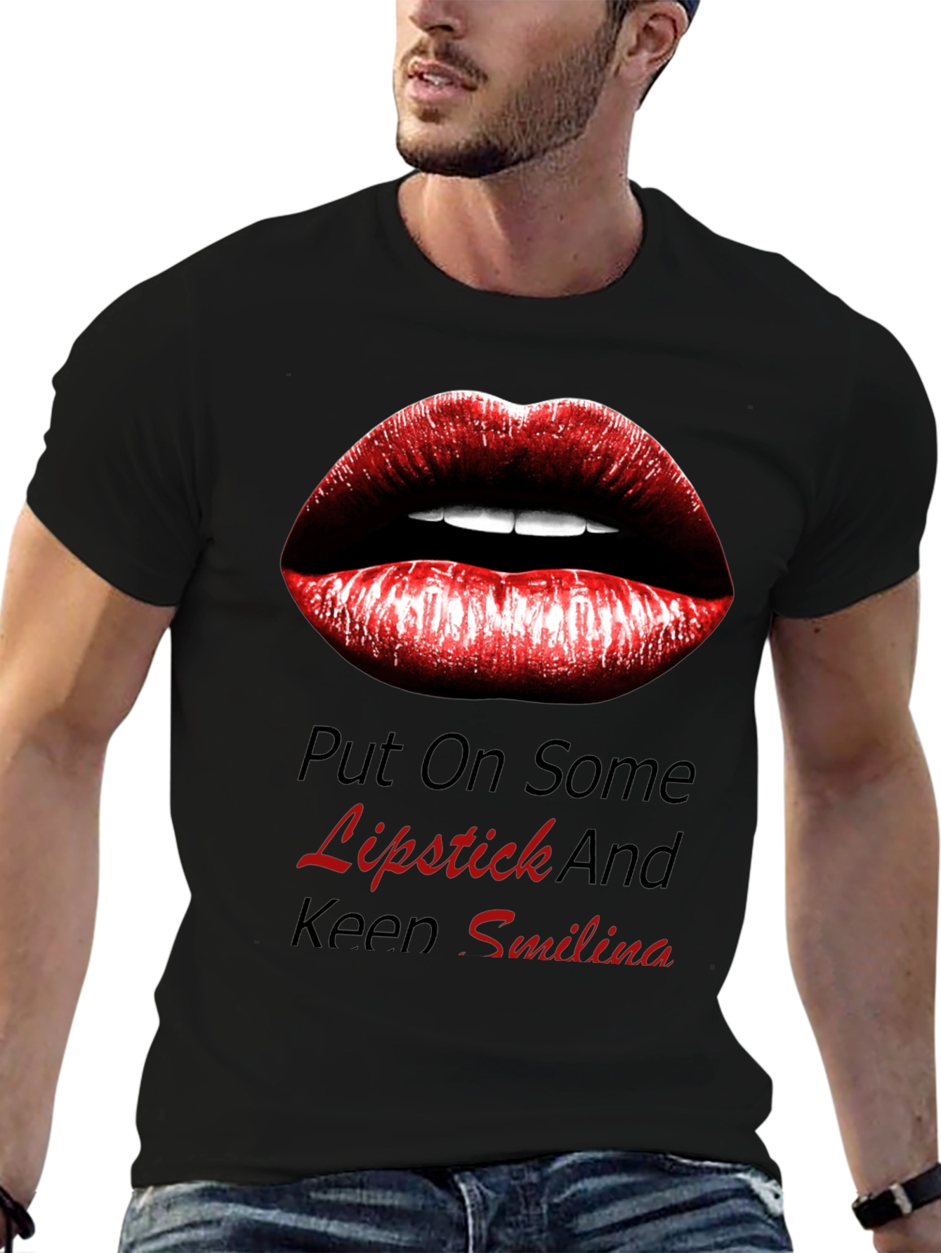 Lipstick Kiss Graphic Tee - Trendy Black Shirt