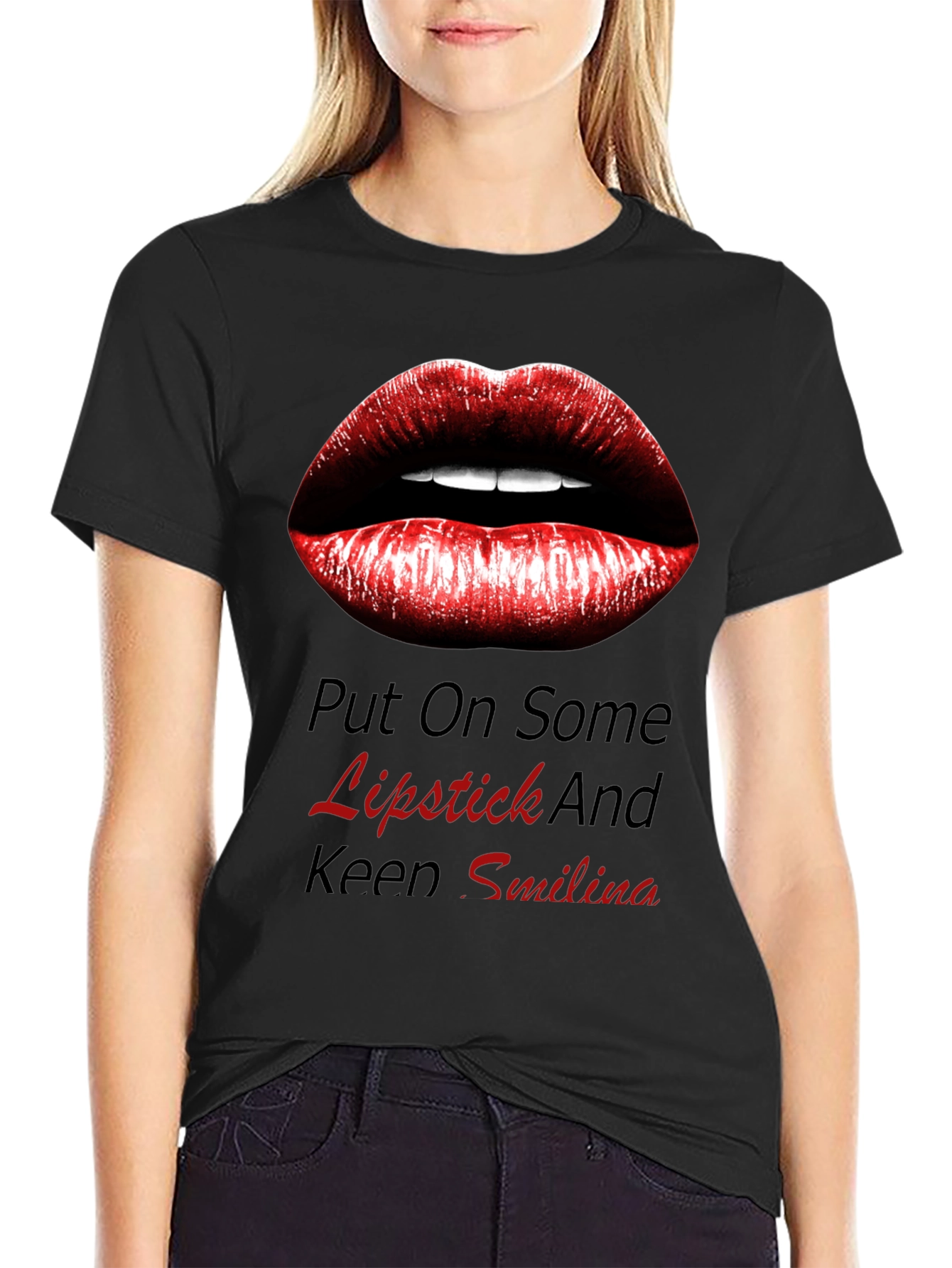 Lipstick Kiss Graphic Tee - Trendy Black Shirt