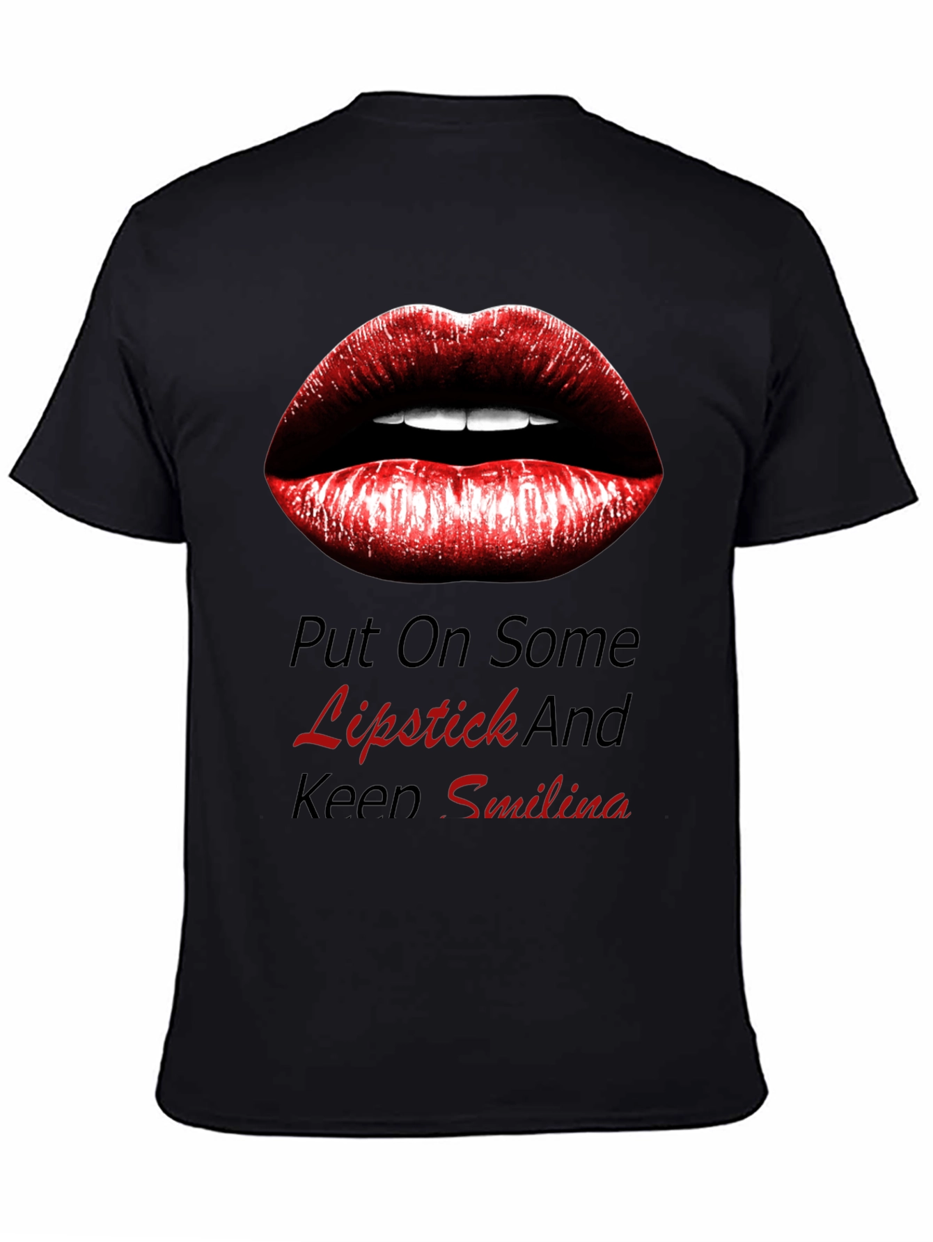 Lipstick Kiss Graphic Tee - Trendy Black Shirt