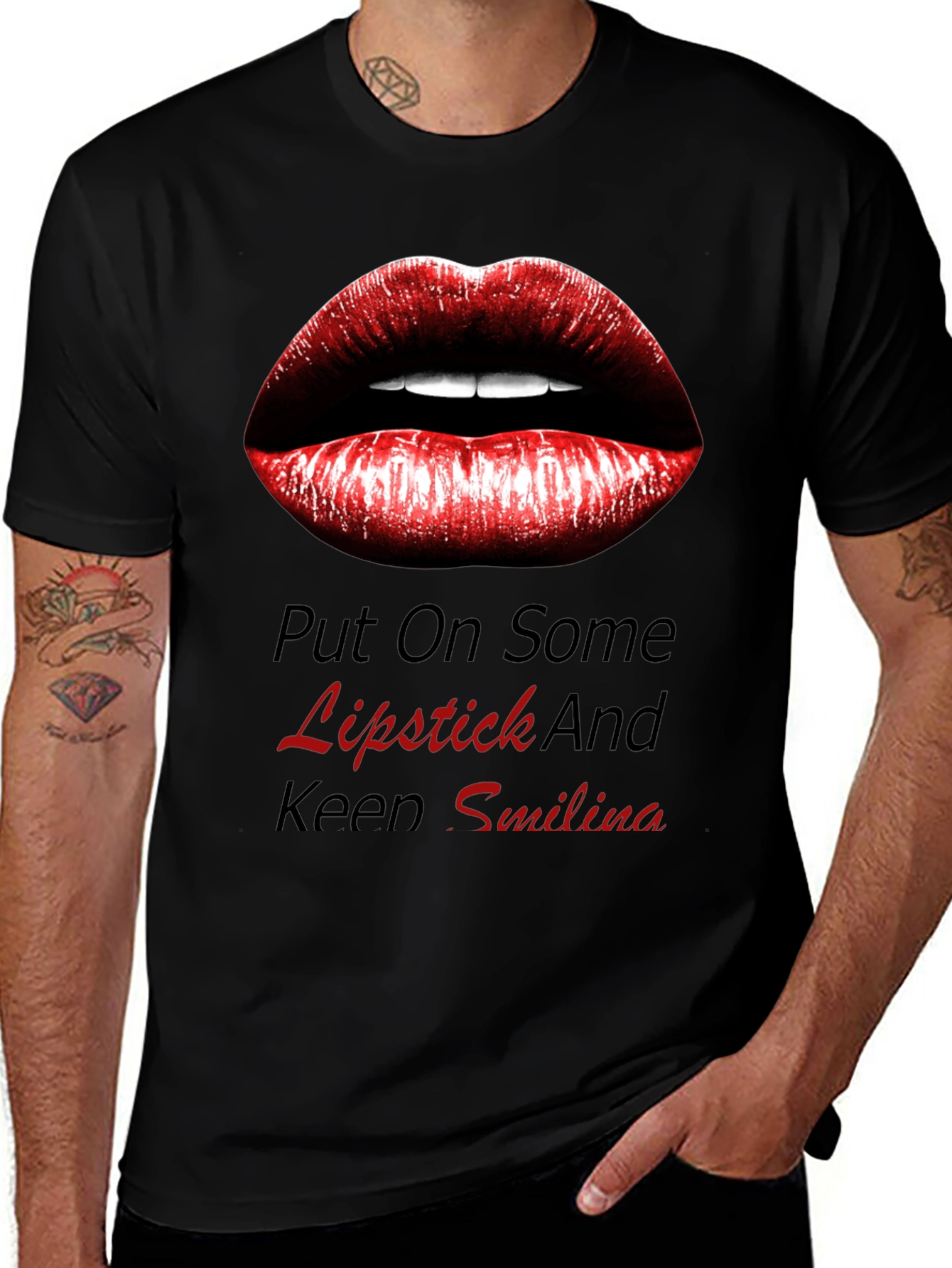 Lipstick Kiss Graphic Tee - Trendy Black Shirt