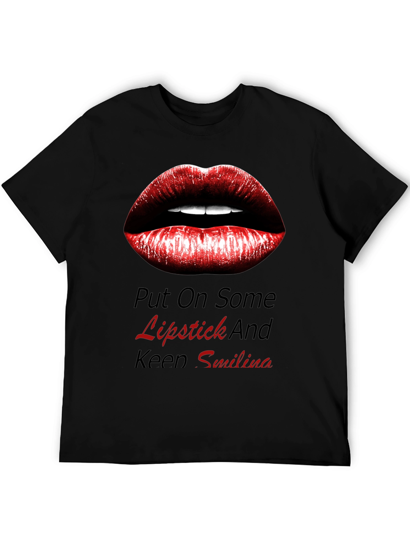 Lipstick Kiss Graphic Tee - Trendy Black Shirt