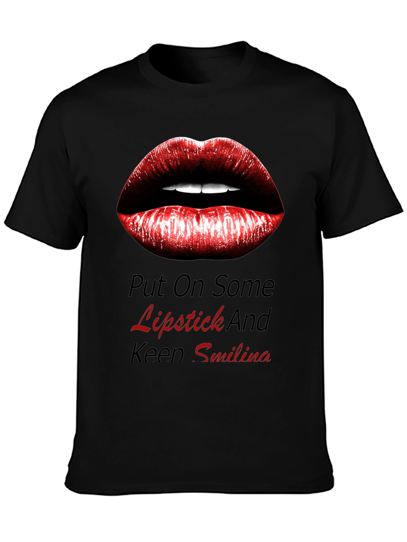Lipstick Kiss Graphic Tee - Trendy Black Shirt