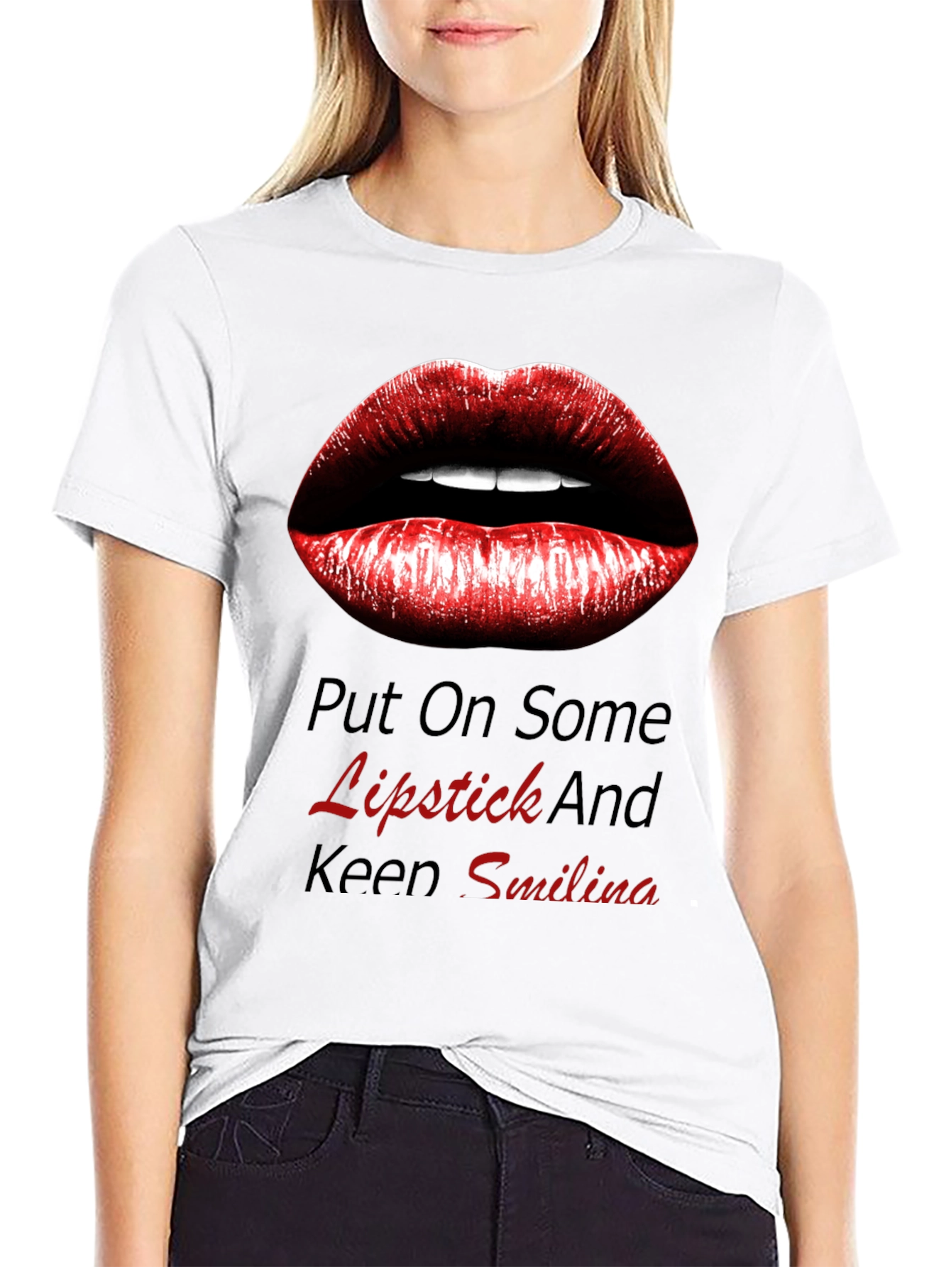 Lipstick Kiss Graphic Tee - Trendy Black Shirt