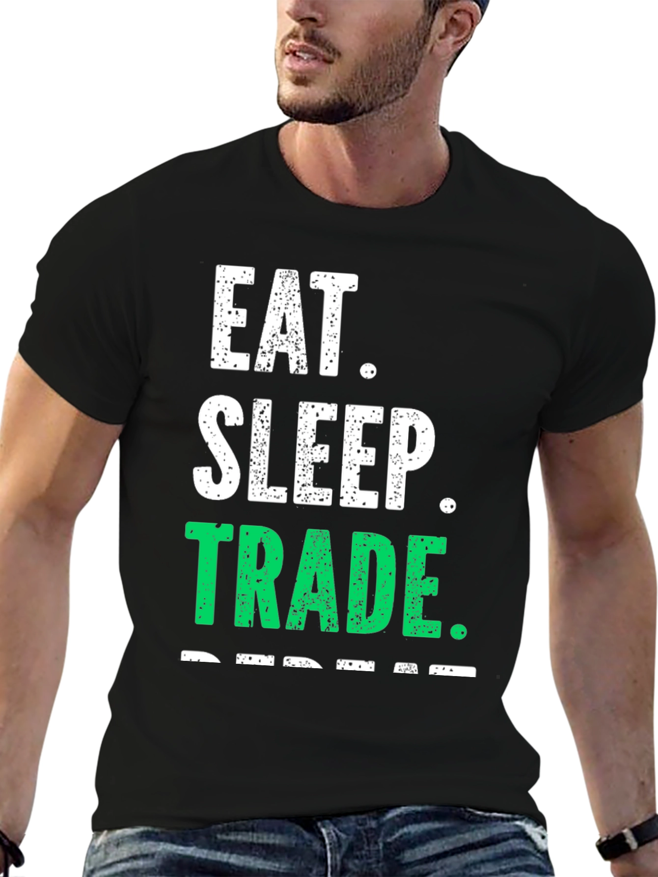 Eat Sleep Trade Repeat Black Graphic Tee