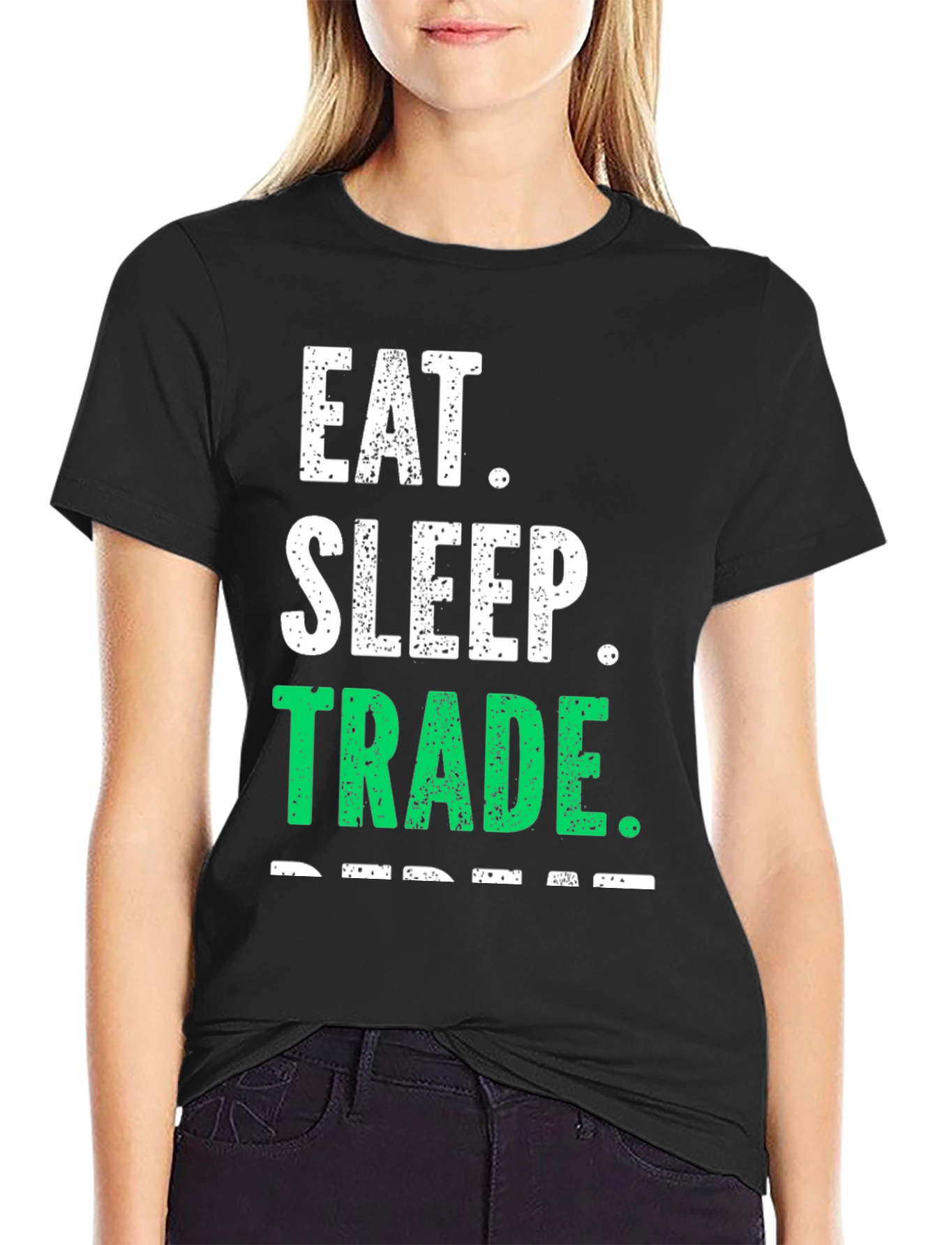 Eat Sleep Trade Repeat Black Graphic Tee
