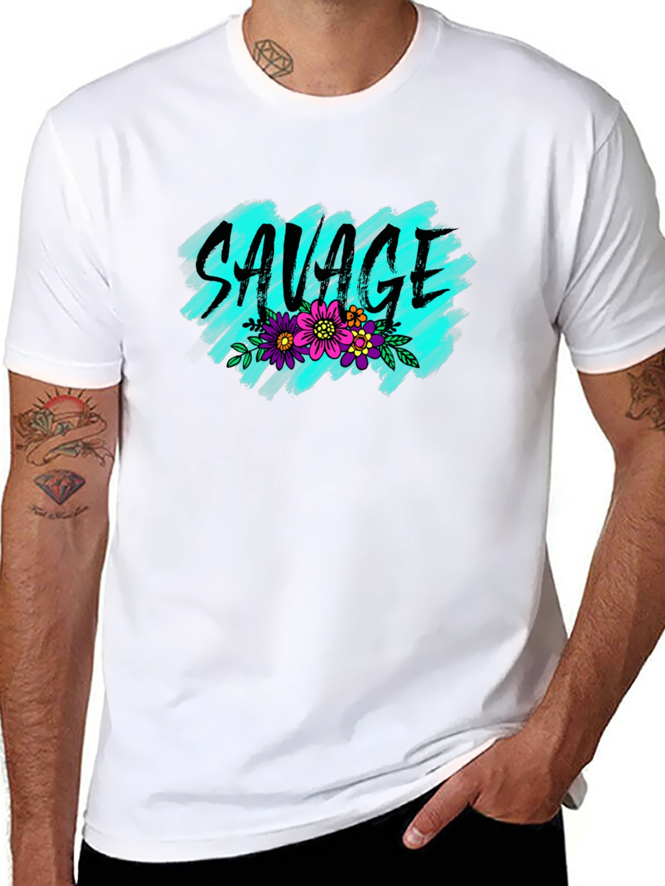 Savage Floral Graphic Tee - Trendy Black T-Shirt