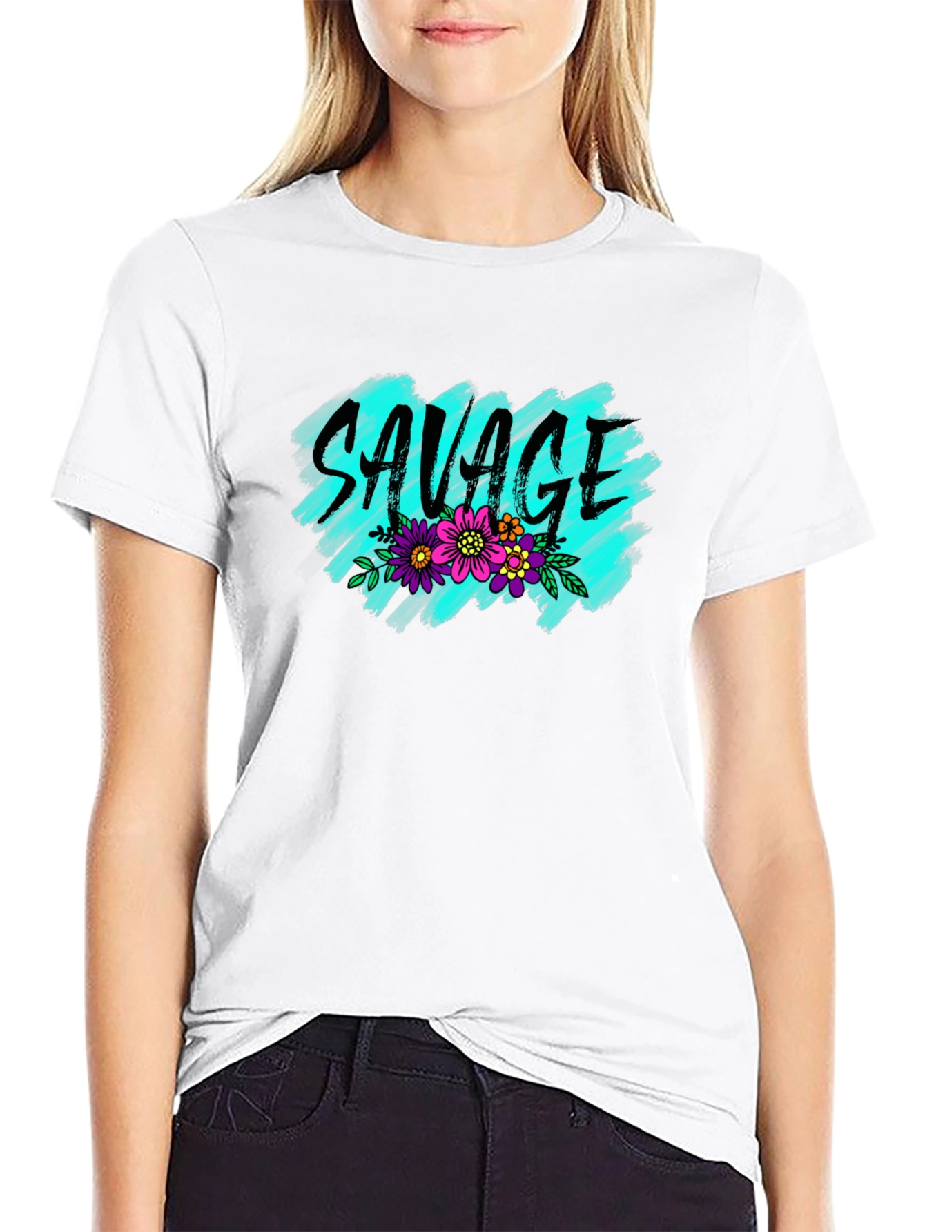 Savage Floral Graphic Tee - Trendy Black T-Shirt