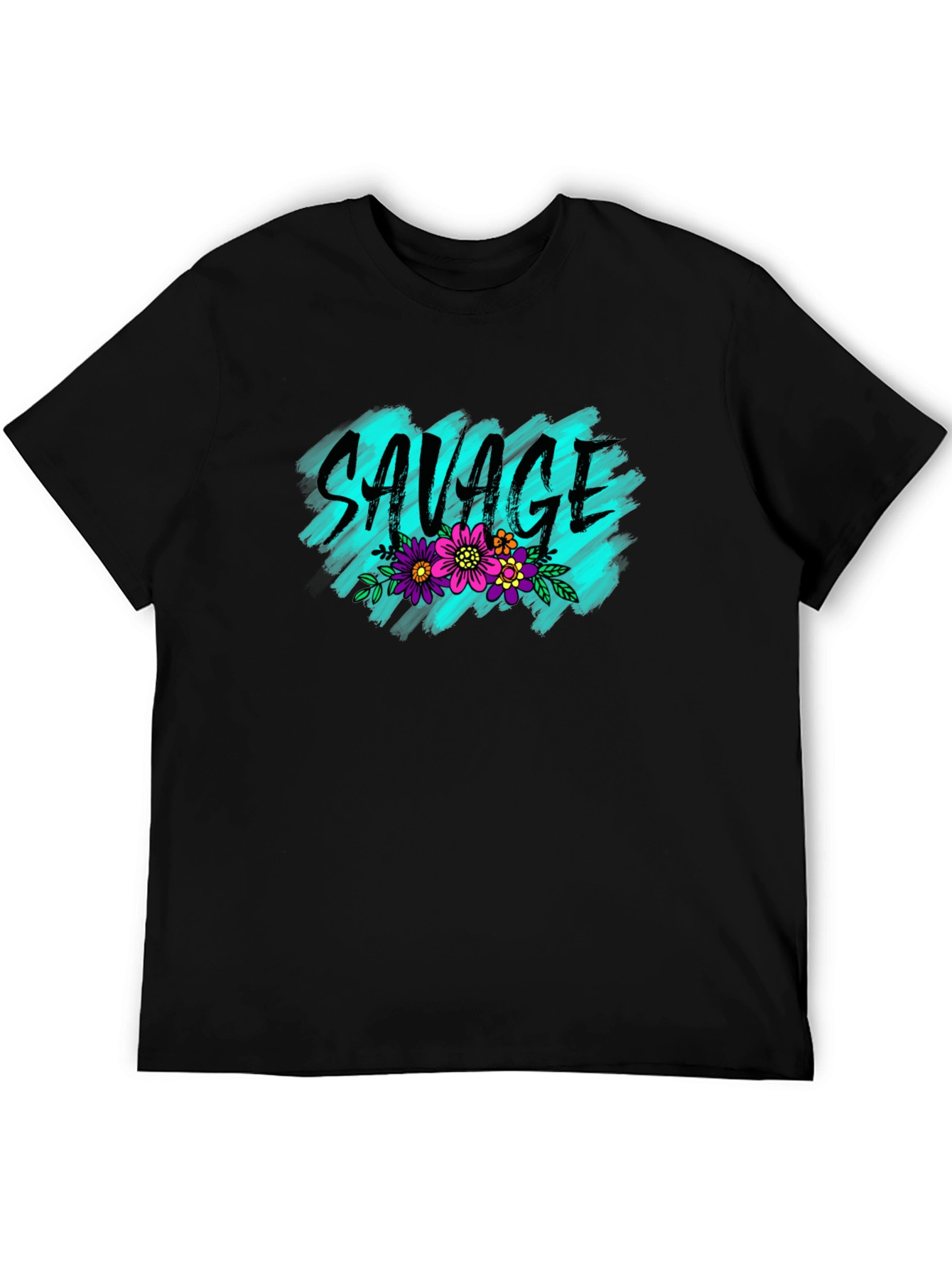 Savage Floral Graphic Tee - Trendy Black T-Shirt
