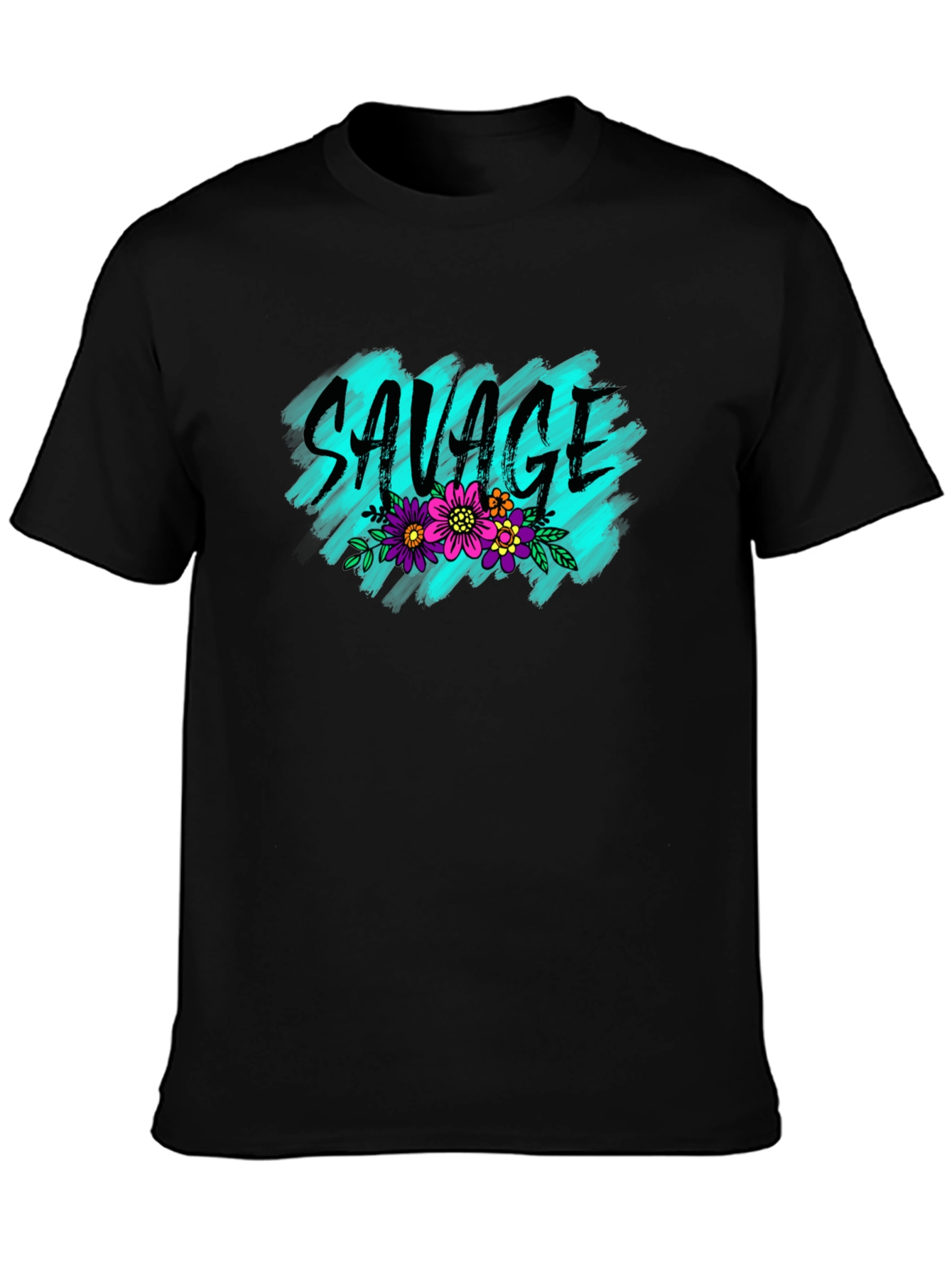 Savage Floral Graphic Tee - Trendy Black T-Shirt
