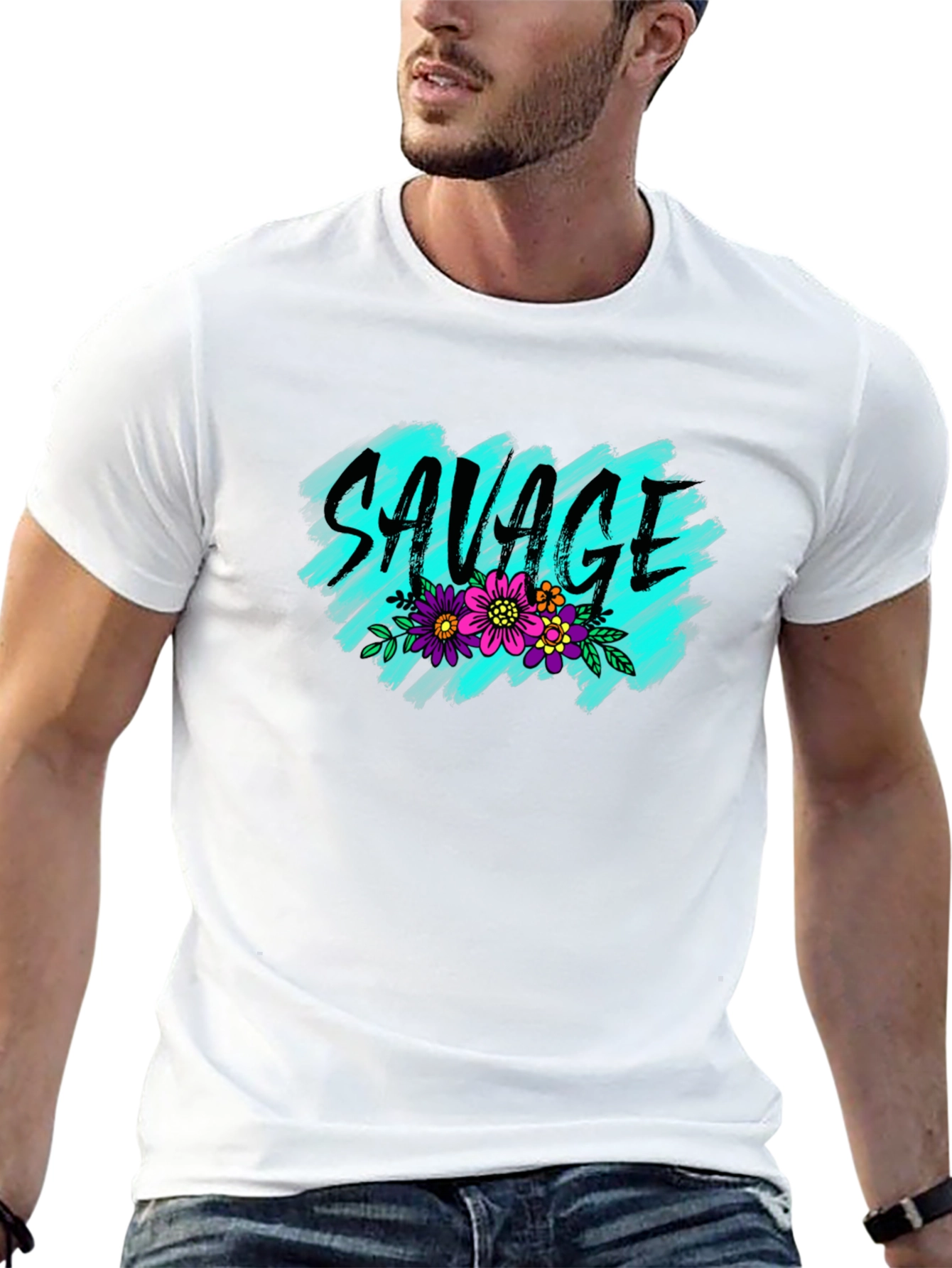 Savage Floral Graphic Tee - Trendy Black T-Shirt