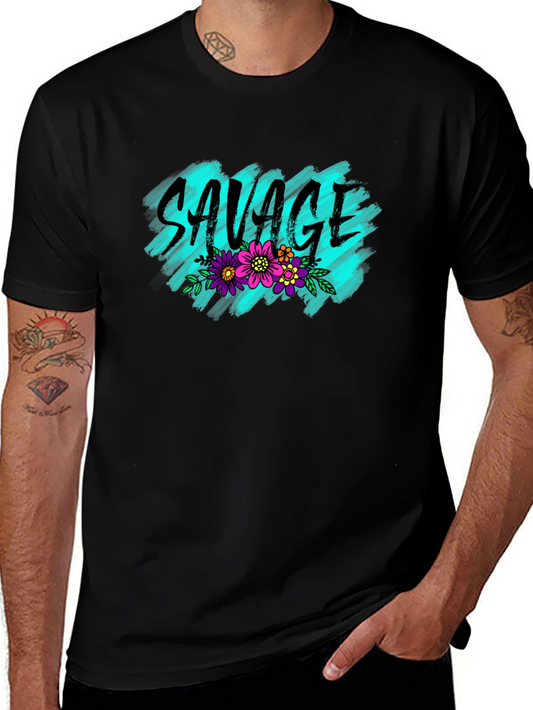 Savage Floral Graphic Tee - Trendy Black T-Shirt