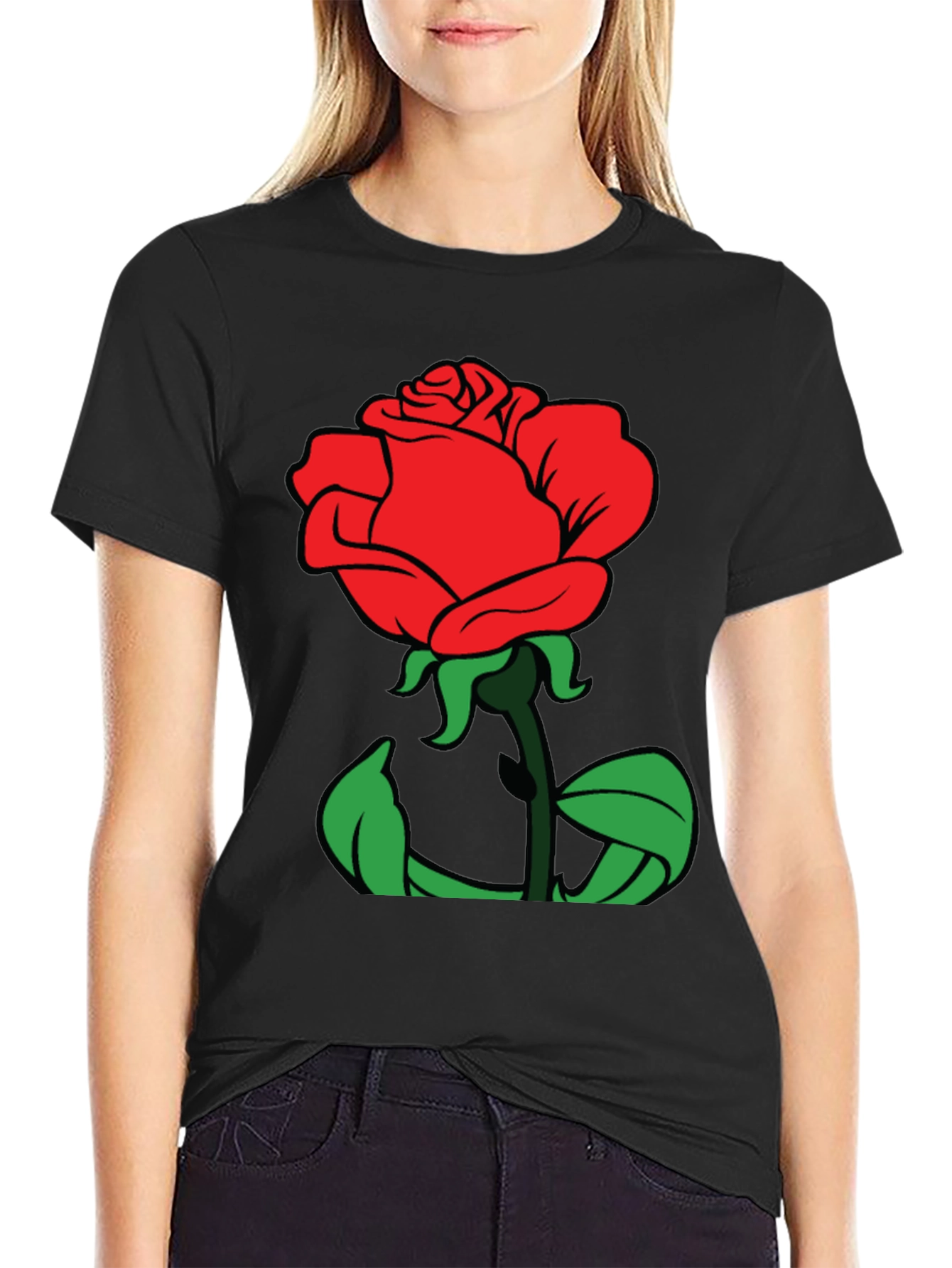 Rose Graphic Tee - Soft Cotton Blend