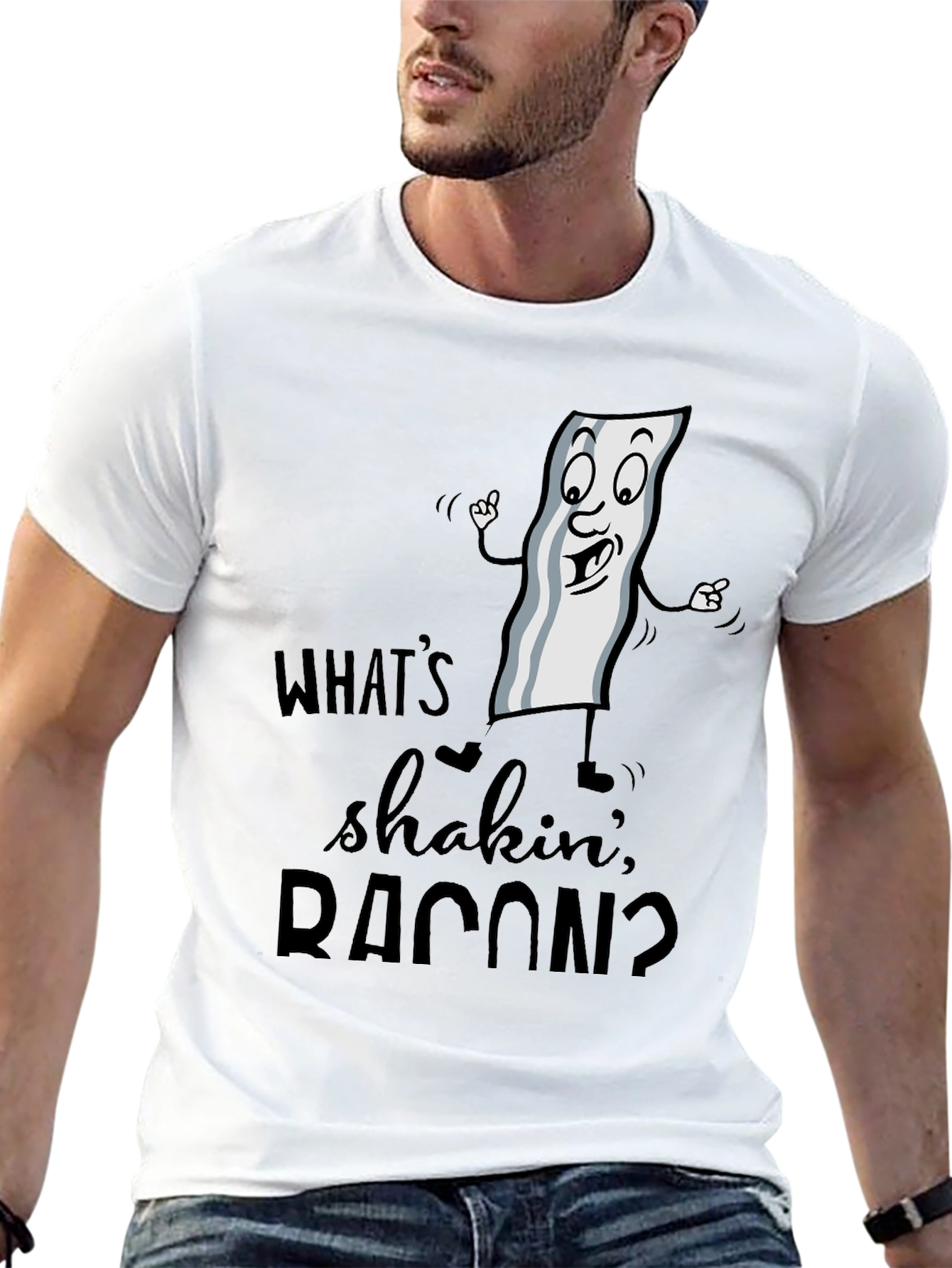 Funny Whats Shakin Bacon Graphic T-Shirt