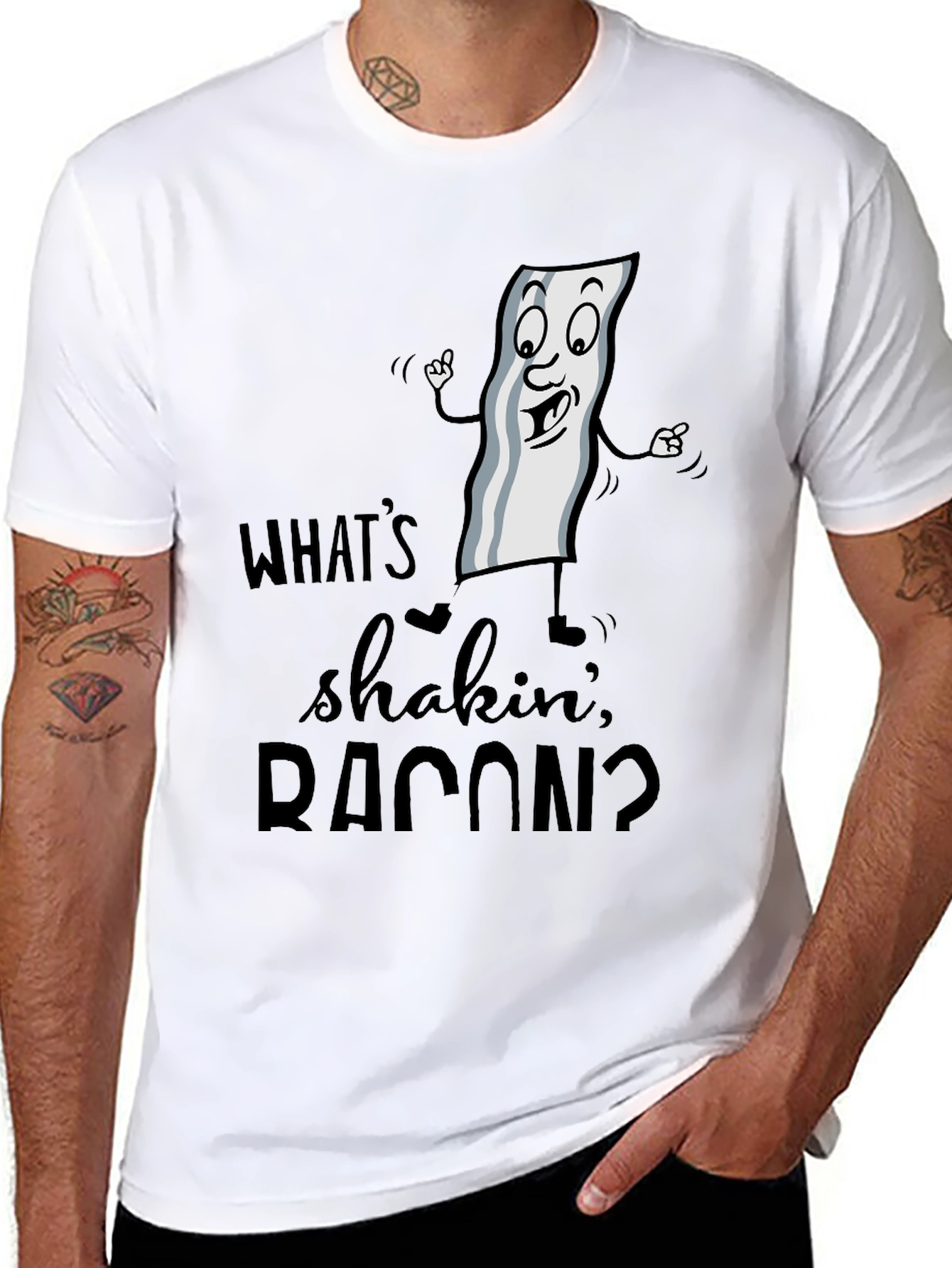 Funny Whats Shakin Bacon Graphic T-Shirt