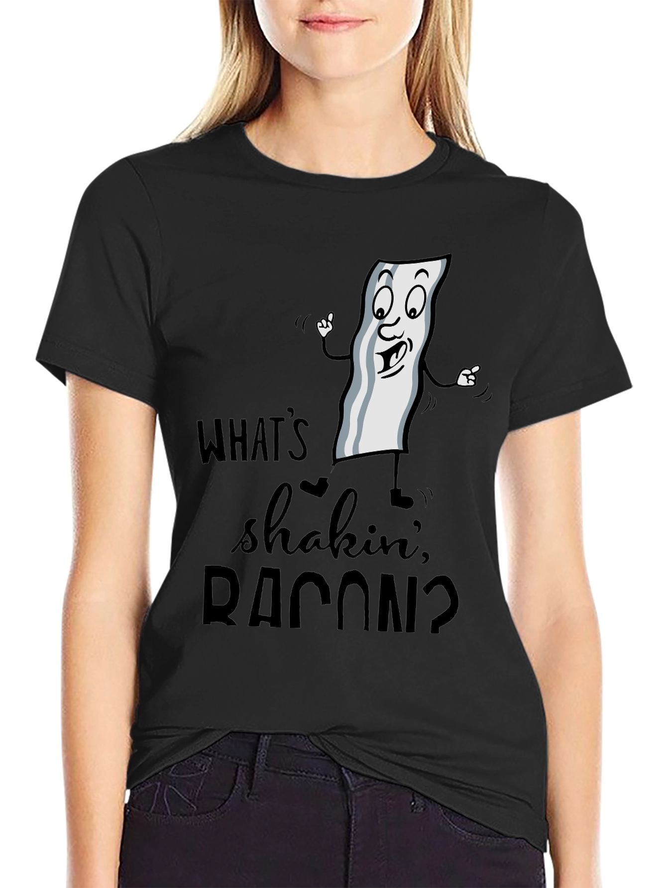 Funny Whats Shakin Bacon Graphic T-Shirt