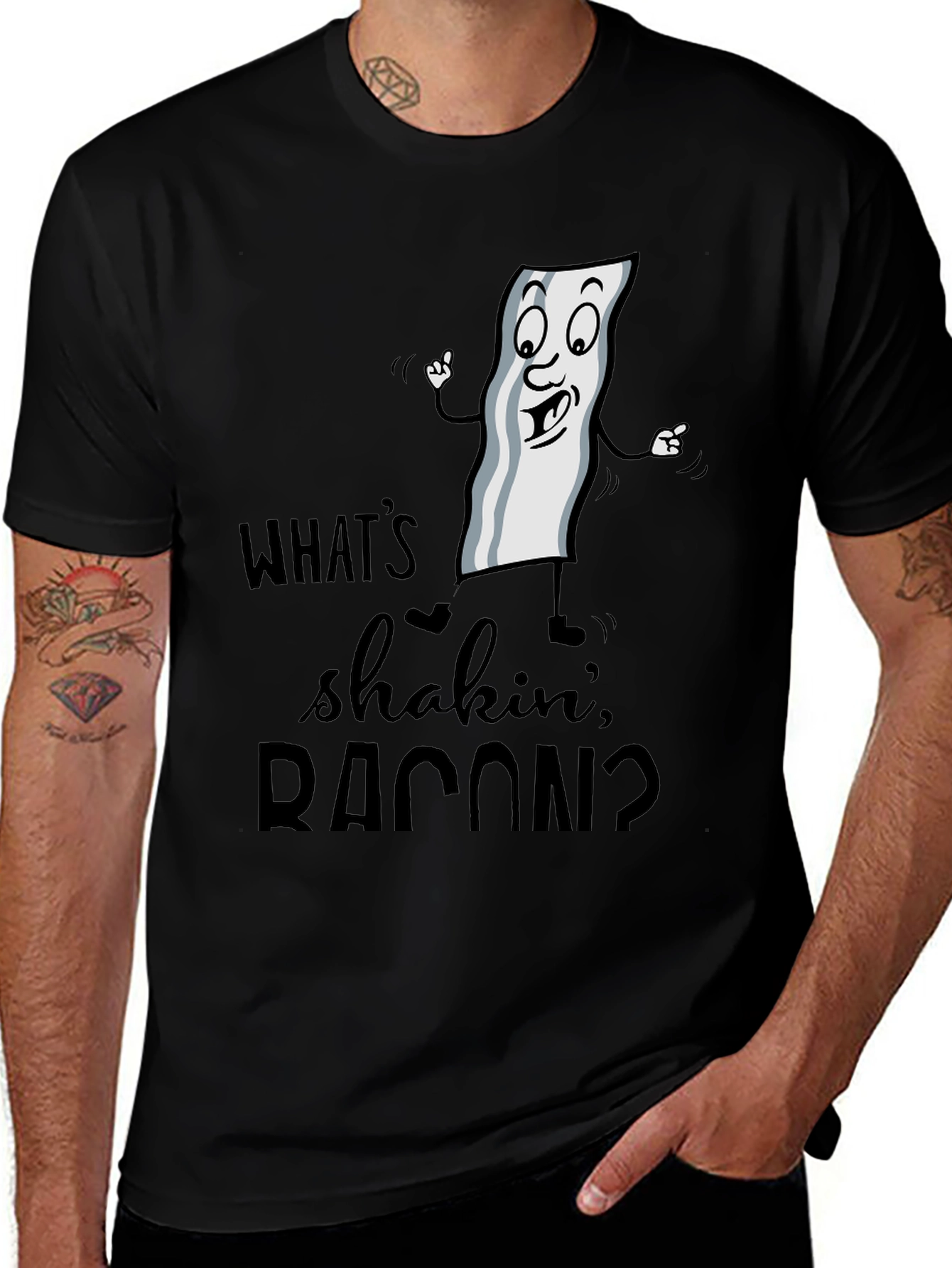 Funny Whats Shakin Bacon Graphic T-Shirt