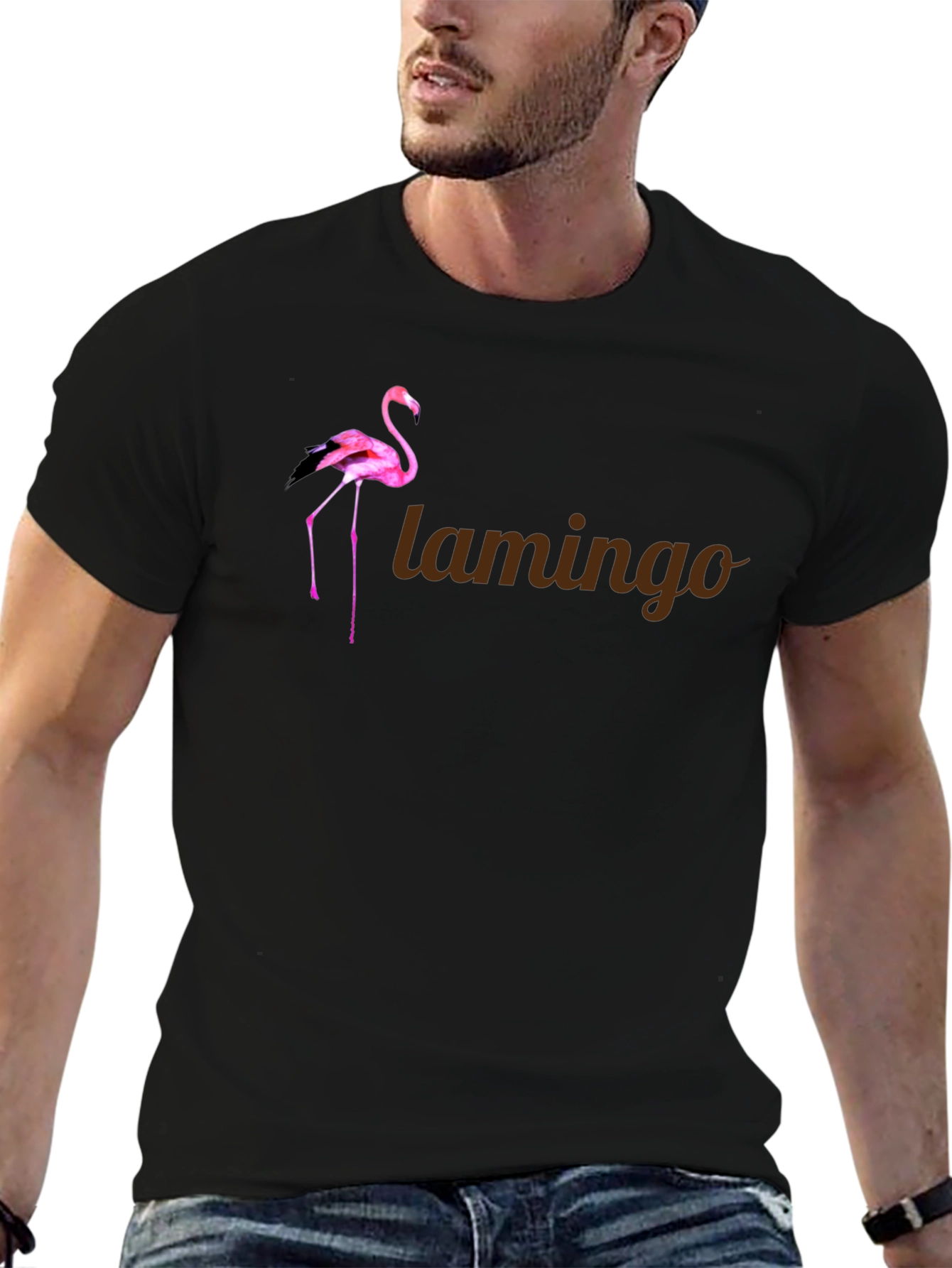 Flamingo Graphic Tee - Stylish Mens Black T-Shirt