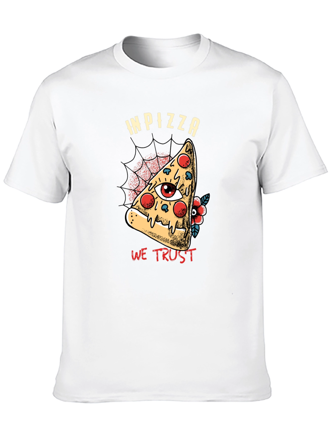 In Pizza We Trust Graphic T-Shirt - Black