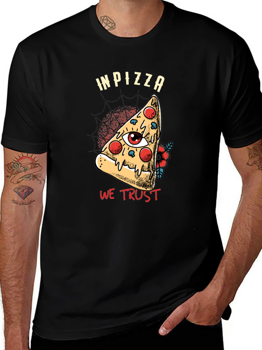 In Pizza We Trust Graphic T-Shirt - Black