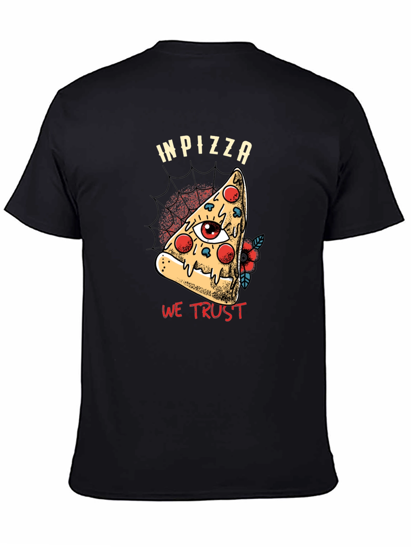 In Pizza We Trust Graphic T-Shirt - Black
