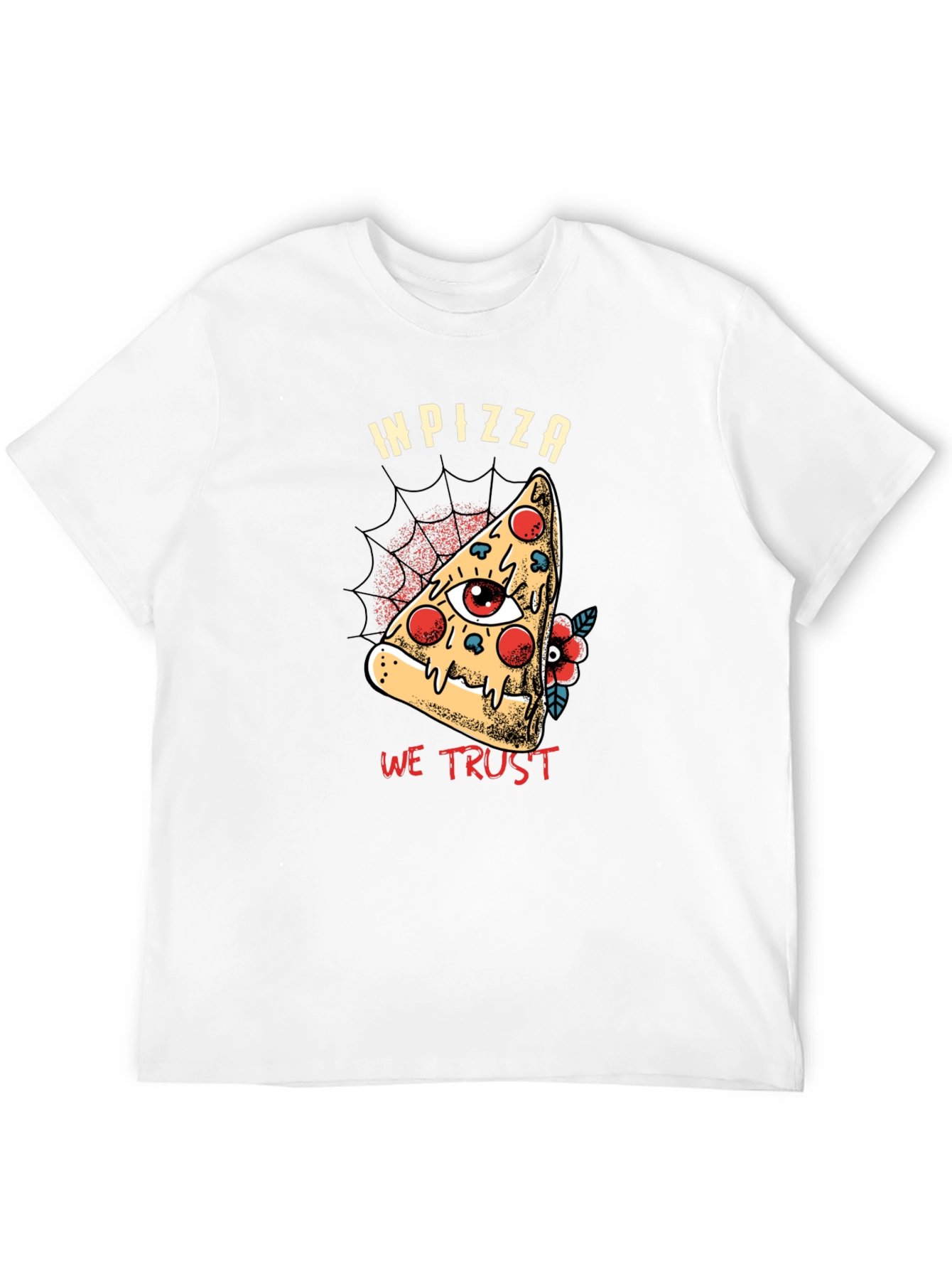 In Pizza We Trust Graphic T-Shirt - Black