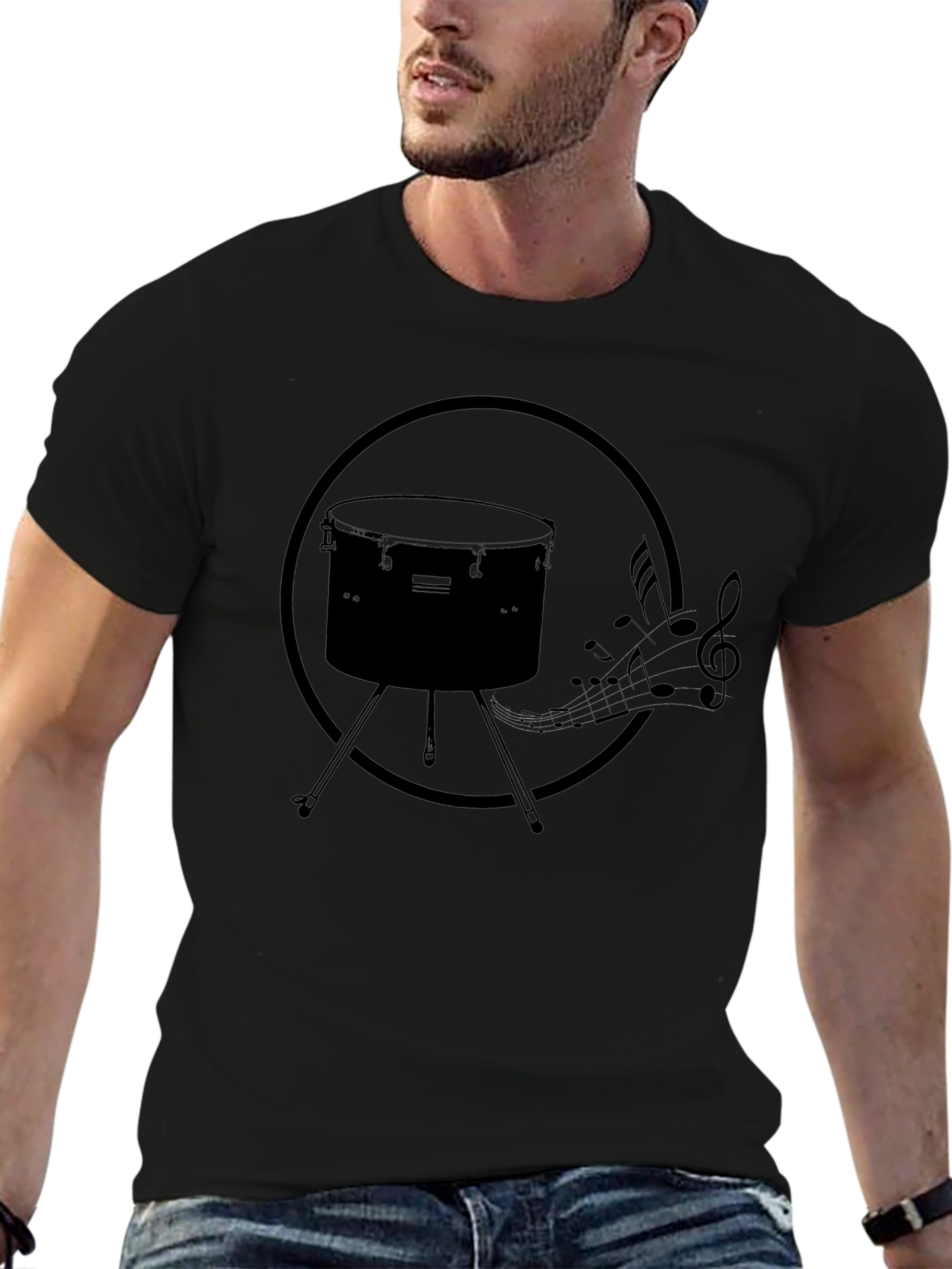 Drum & Music Note Graphic Tee