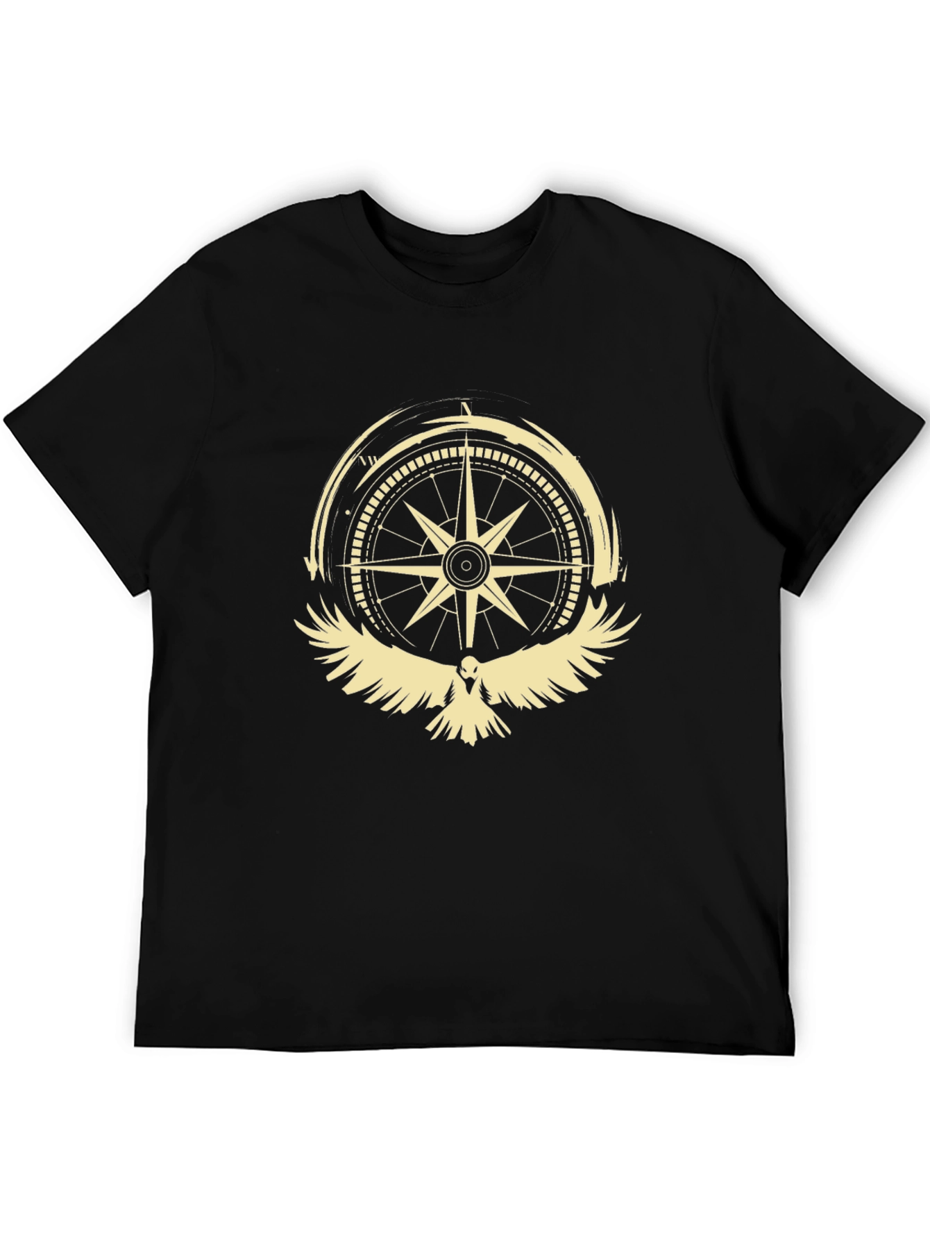 Compass & Bird Graphic Print Tee - Black
